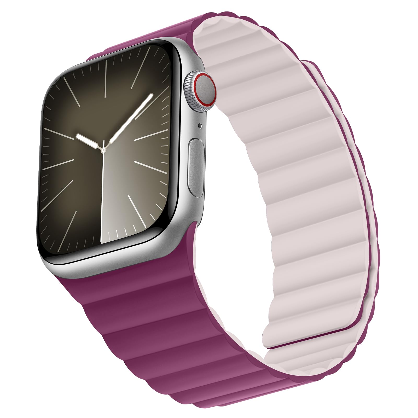 Bisikor Compatible with Apple Watch Band 49 46 45 44 42 41 40 38mm, Double Sided Wearable Silicone Magnetic Strap for iWatch Ultra SE Series 11 10 9 8 7 6 5 4 3 2 1 (38/40/41/42, Beige/Gray)