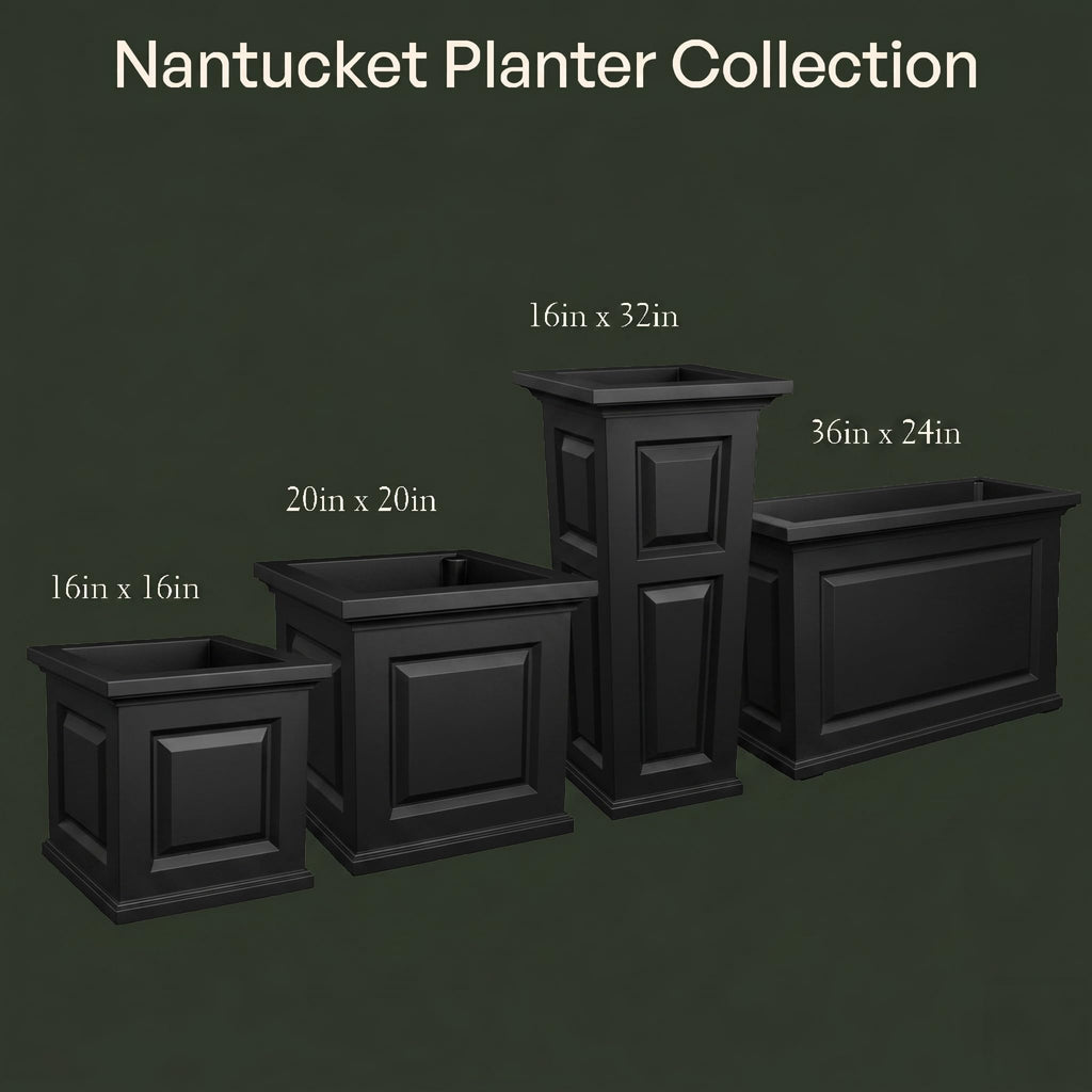 Mayne Nantucket 20-Inch Square Planter – Self-Watering, Weather-Resistant Planter for Flowers – Durable Outdoor Design for Patio, Porch, or Entryway