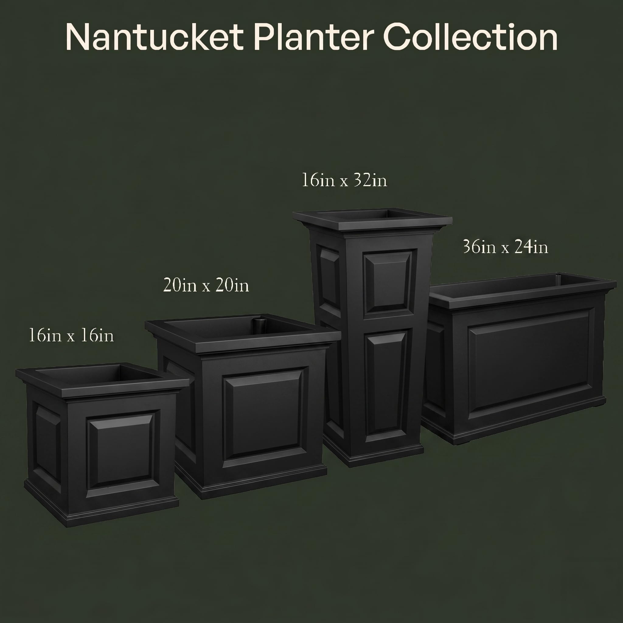 Mayne Nantucket 20-Inch Square Planter – Self-Watering, Weather-Resistant Planter for Flowers – Durable Outdoor Design for Patio, Porch, or Entryway