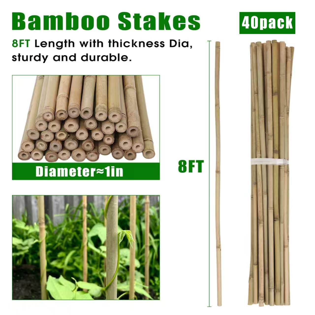 Plant Bamboo Post,3Feet,Bamboo Garden Stakes,50PcsBamboo Stakes,for Tomato,Beans,Vegetable and Flowers, Potted Plants,Indoor and Outdoor Climbing Plants
