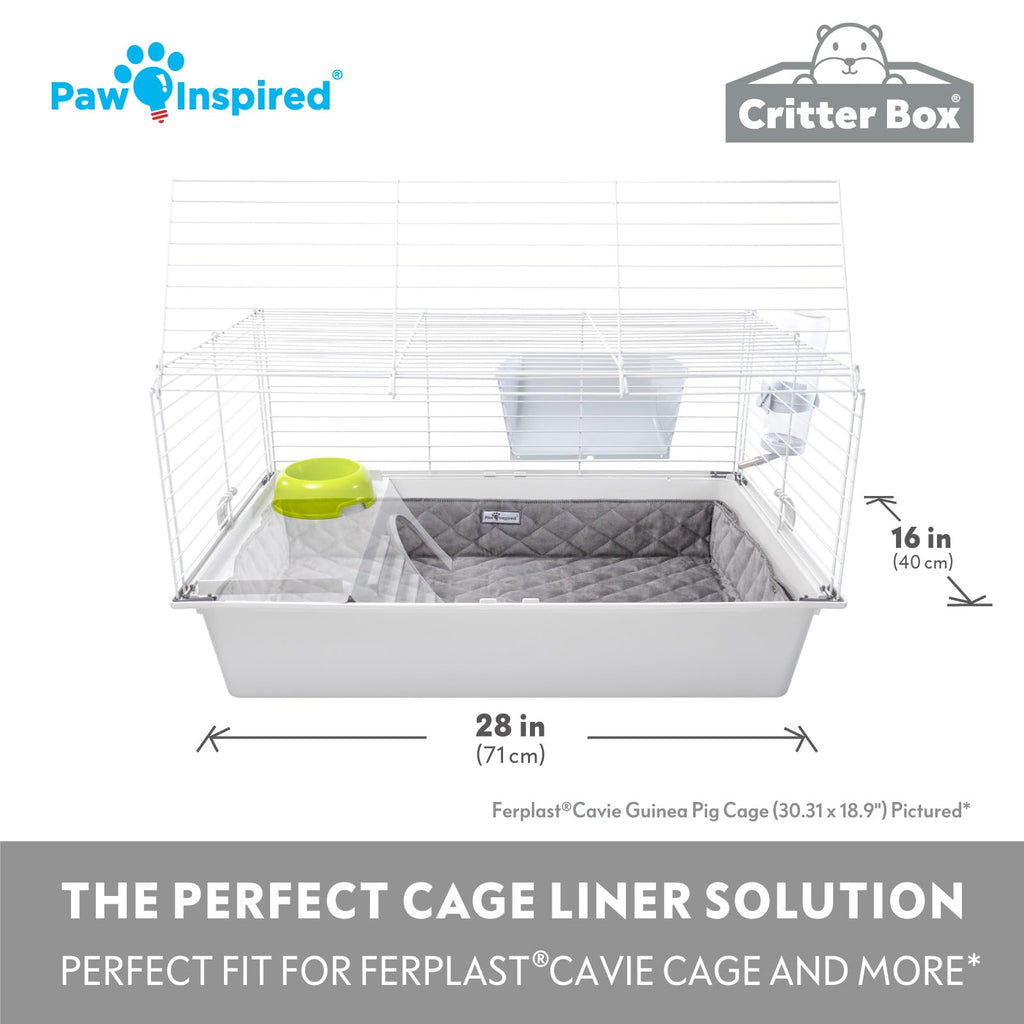 Paw Inspired Critter Box Washable Cage Liner with Raised Sides, Fleece Bedding with Waterproof Bottom, Edge Protected Pee Pads for Guinea Pigs, Rabbits, Hamsters, Small Animals (Midwest Size)
