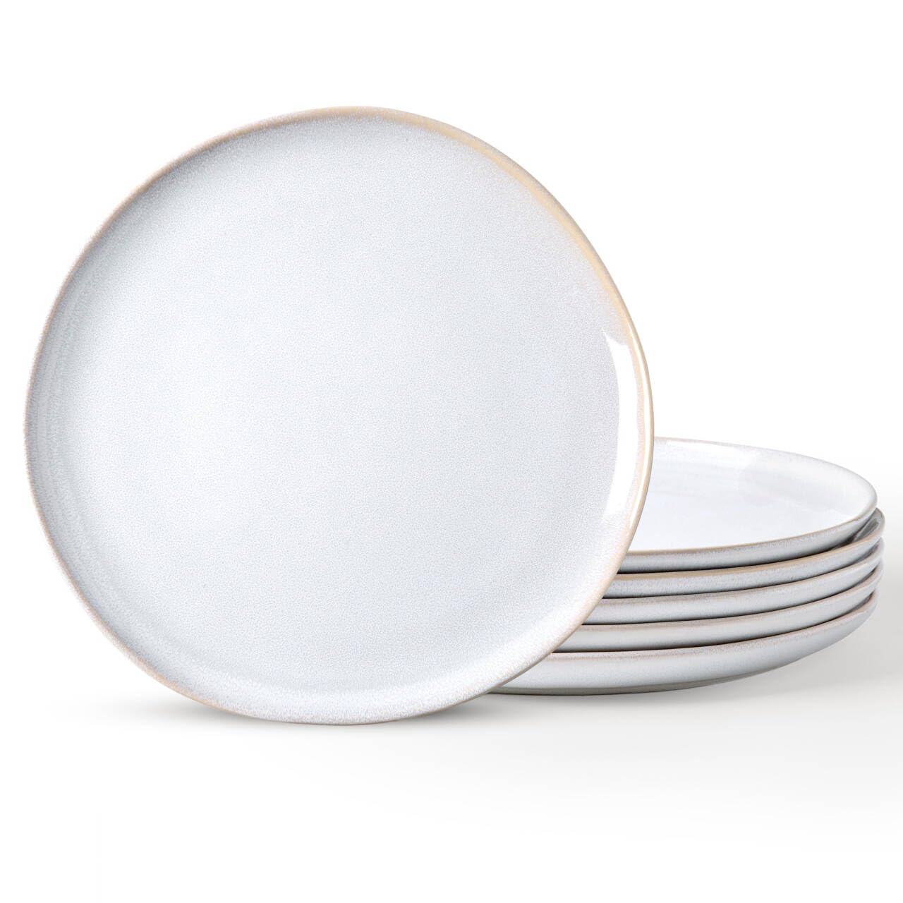 AmorArc 8.5" Ceramic Plates Set of 6 | Handmade Stoneware with Reactive Glaze for Dessert, Salad, Appetizer & Dinner | Microwave/Dishwasher Safe, Scratch Resistant