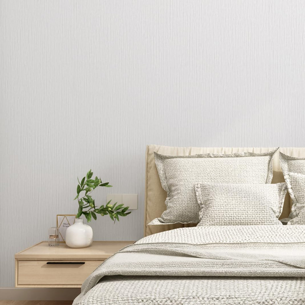Grasscloth Peel and Stick Wallpaper 20.8"x394" Gray Thick Fabric Textured Linen Classic Faux Grassweave Neutral Removable Wallpaper Vinyl Film Roll for Home Use
