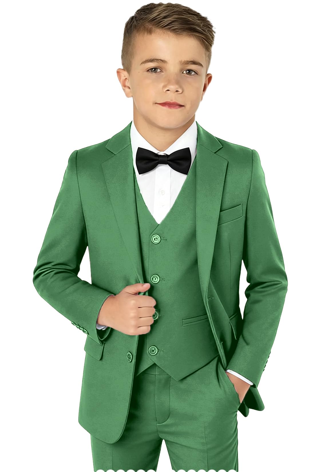 Boy Suits 5 Pieces Formal Suit Set with Adjustable Waist Kids Dress Suit for Wedding Prom