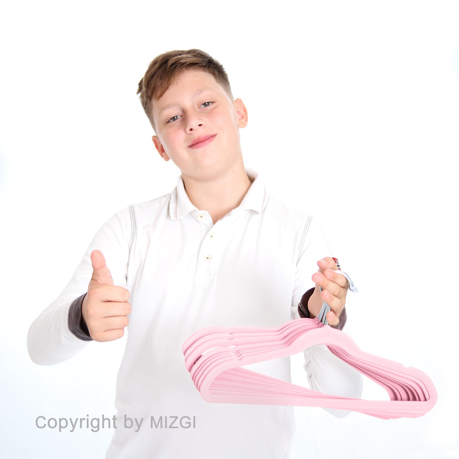 MIZGI Baby Velvet Hangers,Non-Slip Kids & Toddler Hangers,11.8 Inch Hangers for Baby Clothes,Pack of 50(Black/Black)
