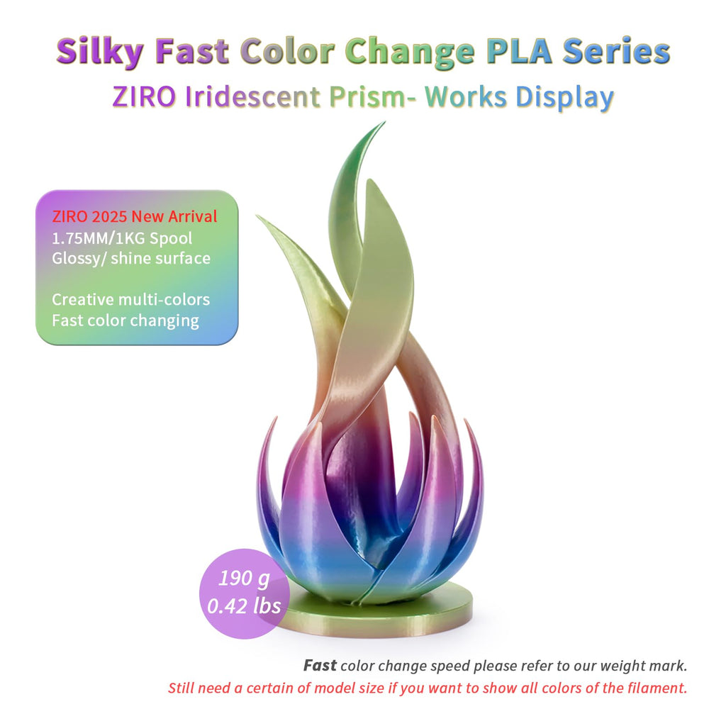 ZIRO Fast Color Change PLA, 1.75mm Color Gradient Filament, Glossy Rainbow PLA Filaments, Fit Most 3D Printer Pen, Shiny Surface 1KG/2.2lbs Spool, Aqua Sky (Silk)