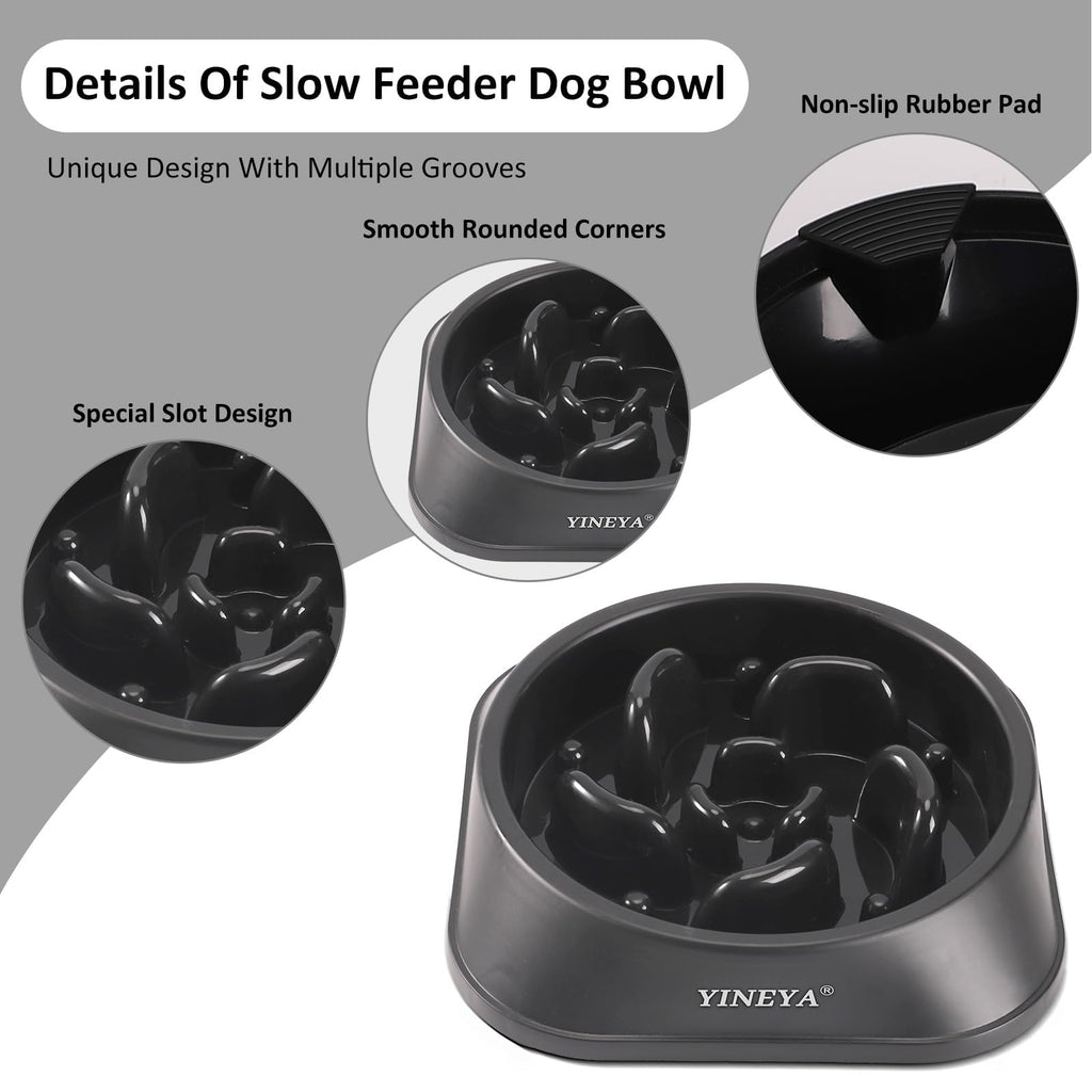 YINEYA 2PCS Anti-Choking Slow Feeder Dog Bowls Small Size Dog, Slow Feeder Cat Bowl, Supplies and Puzzle for Pet