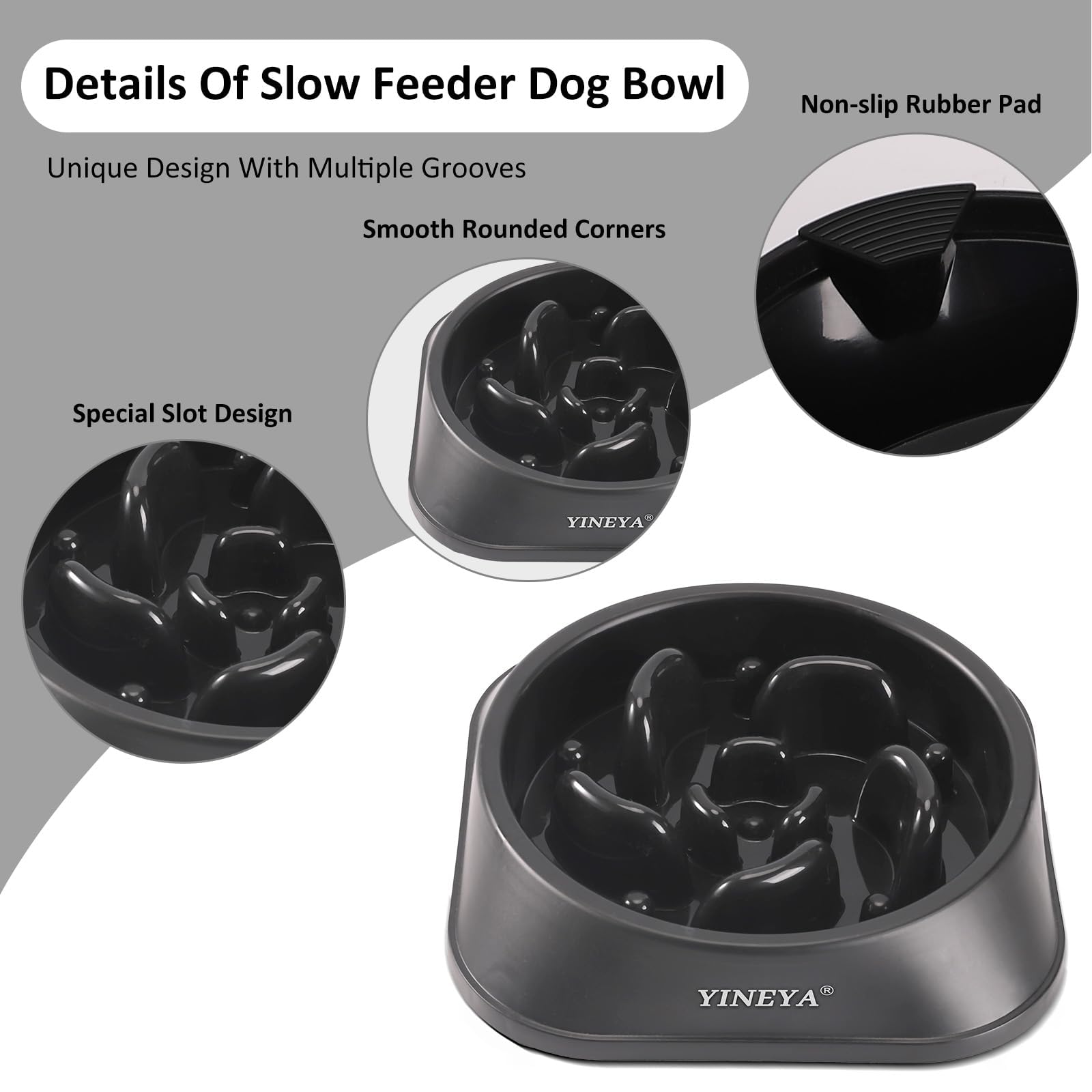 YINEYA 2PCS Anti-Choking Slow Feeder Dog Bowls Small Size Dog, Slow Feeder Cat Bowl, Supplies and Puzzle for Pet