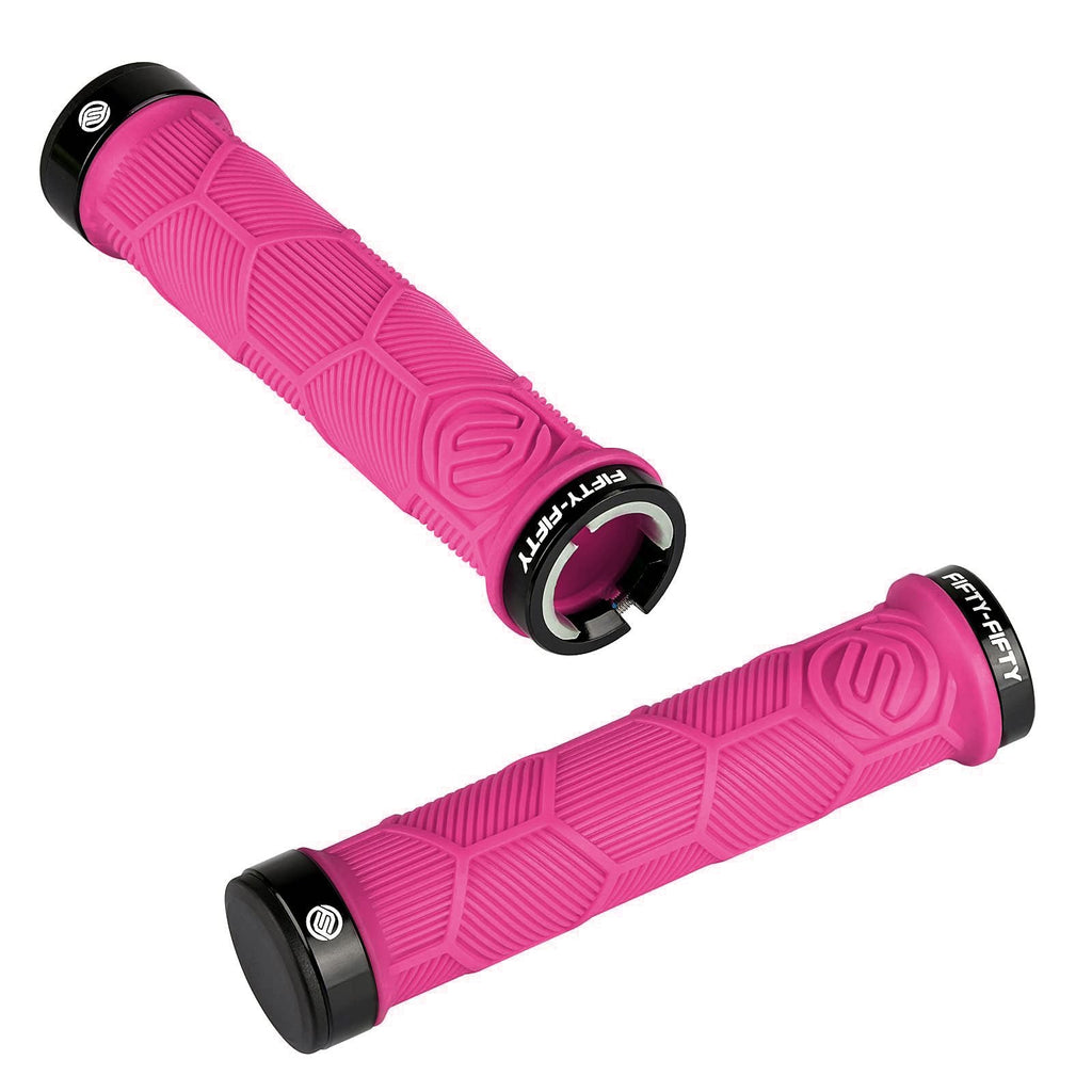 FIFTY-FIFTY Double Lock-On Mountain Bike Grips, Bicycle Handlebar Locking Grips, Non-Slip MTB Handle