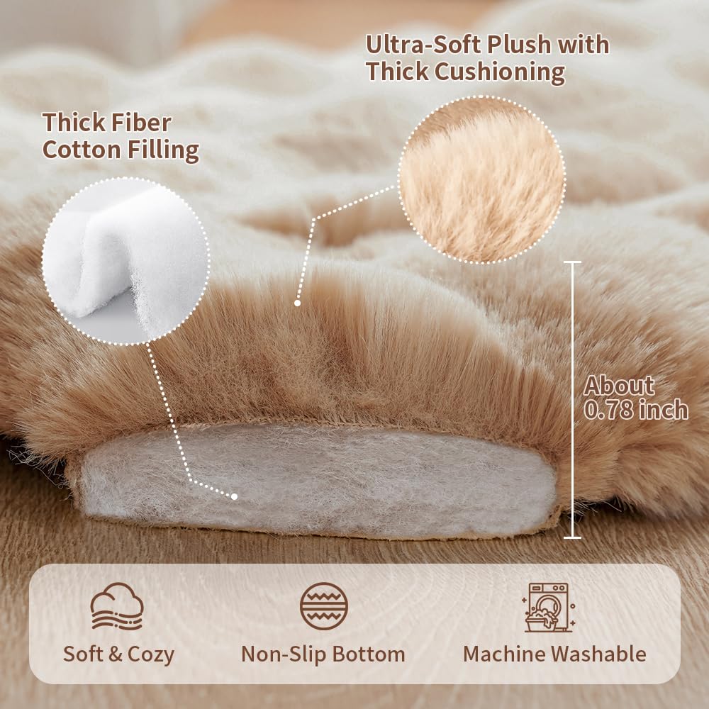 SOMAHE Cat Bed Mat, Soft Plush Faux Fur Kneading Pet Bed, Machine Washable Cat Sleeping Pad for Indoor Cats & Kittens, Non-Slip Fluffy Cat Rug for Couch Sofa Floor, 23x15 Inch Grey