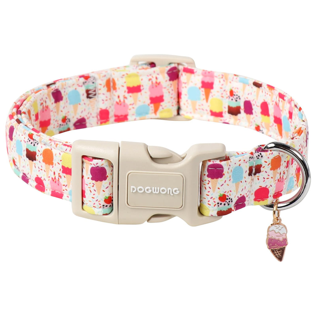 DOGWONG Cotton Dog Collar, Blue Plaid Heavy-Duty Dog Collar Durable Soft Boy Dog Collar Cute Wedding Puppy Necklace for Small Medium Large Dog