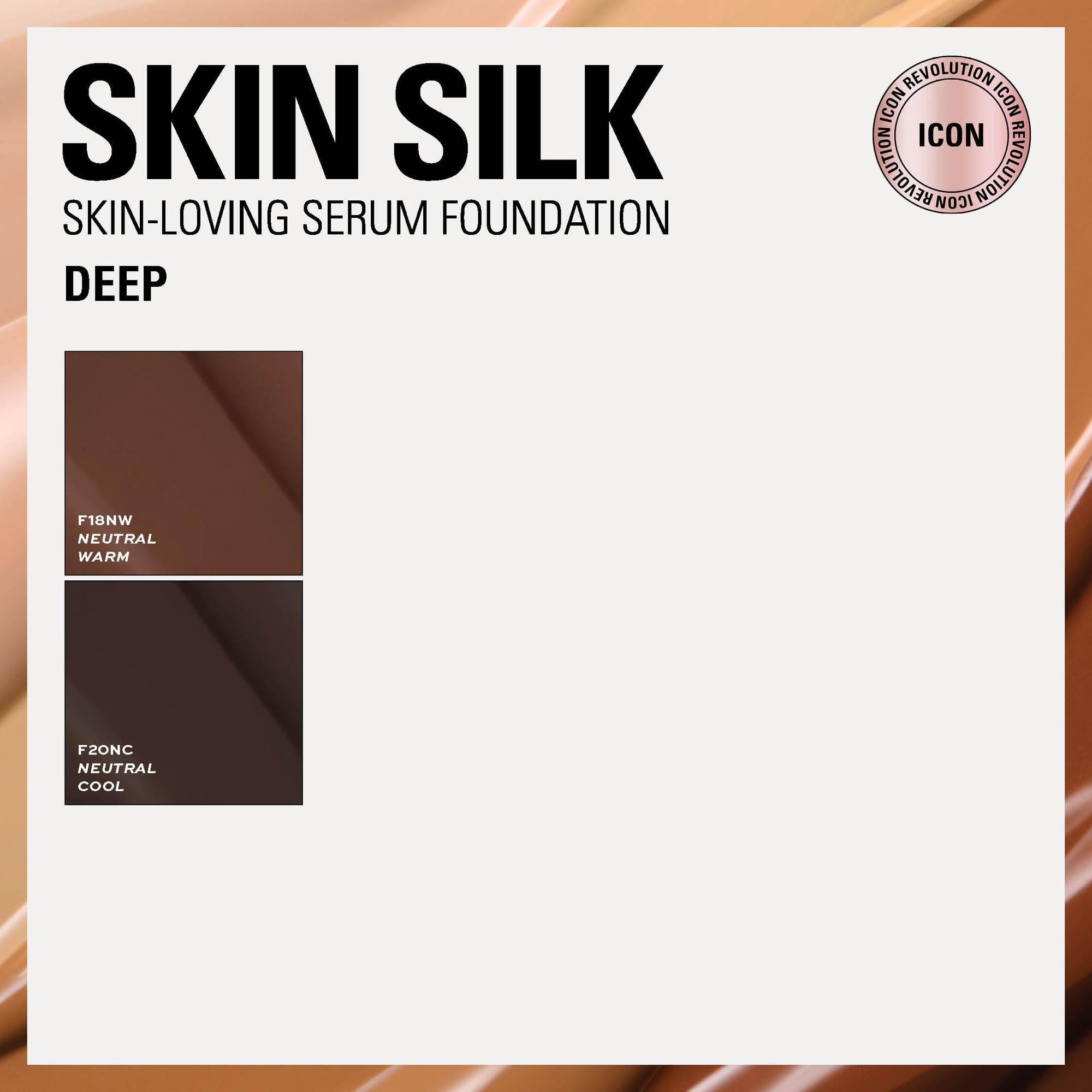 Revolution Skin Silk Radiant Satin Serum Foundation, Buildable Coverage with Hydrating Hyaluronic Acid for a Natural Finish, Vegan & Cruelty-Free, F0.5C Fair Skin Tones, 0.77 fl oz