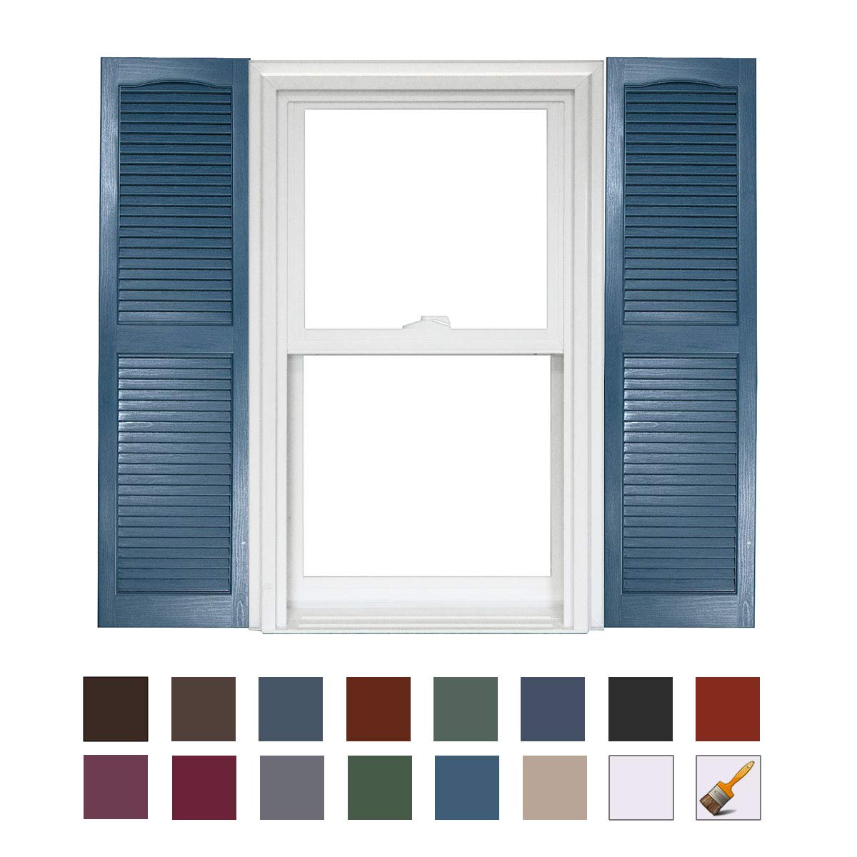 Homeside Open Louver Shutter 1 Pair 14-1/2in. x 25in. 330 Berry - Premium Exterior Vinyl | Classic Slatted Design | Fade-Resistant Color-Through | Easy Installation | Made in USA