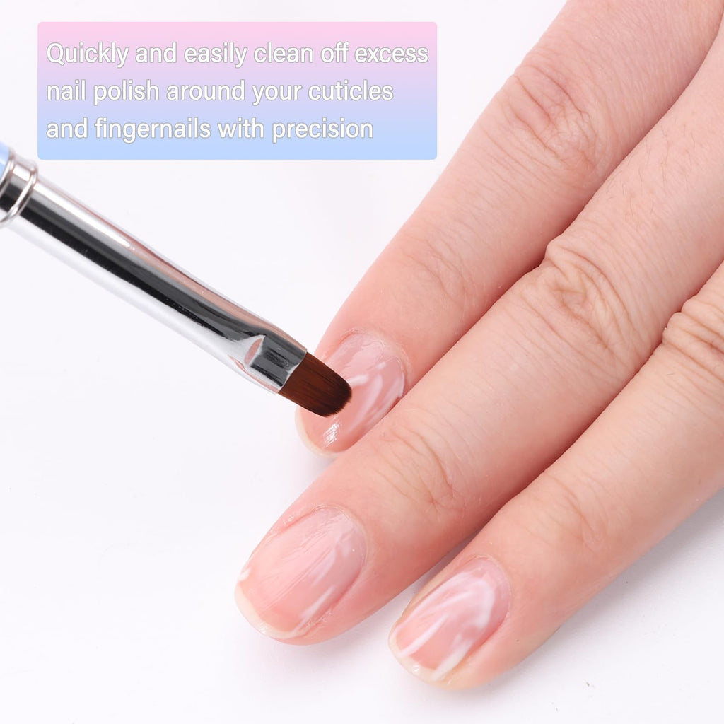 Nail Art Clean Up Brushes,Nail Brushes for Cleaning Polish Mistakes on the Cuticles, Acetone Resistant Nail Brush, Fingernail Cleaning Brushes for Nail Art and Designs (2 Pcs Round&Angled)
