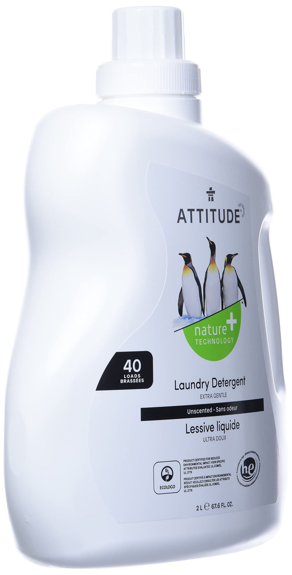 ATTITUDE Liquid Laundry Detergent, EWG Verified, HE Compatible, Plant-Based & Vegan, Natural Laundry Soap, Citrus Zest Scent, 40 Loads, 67.6 Fl Oz