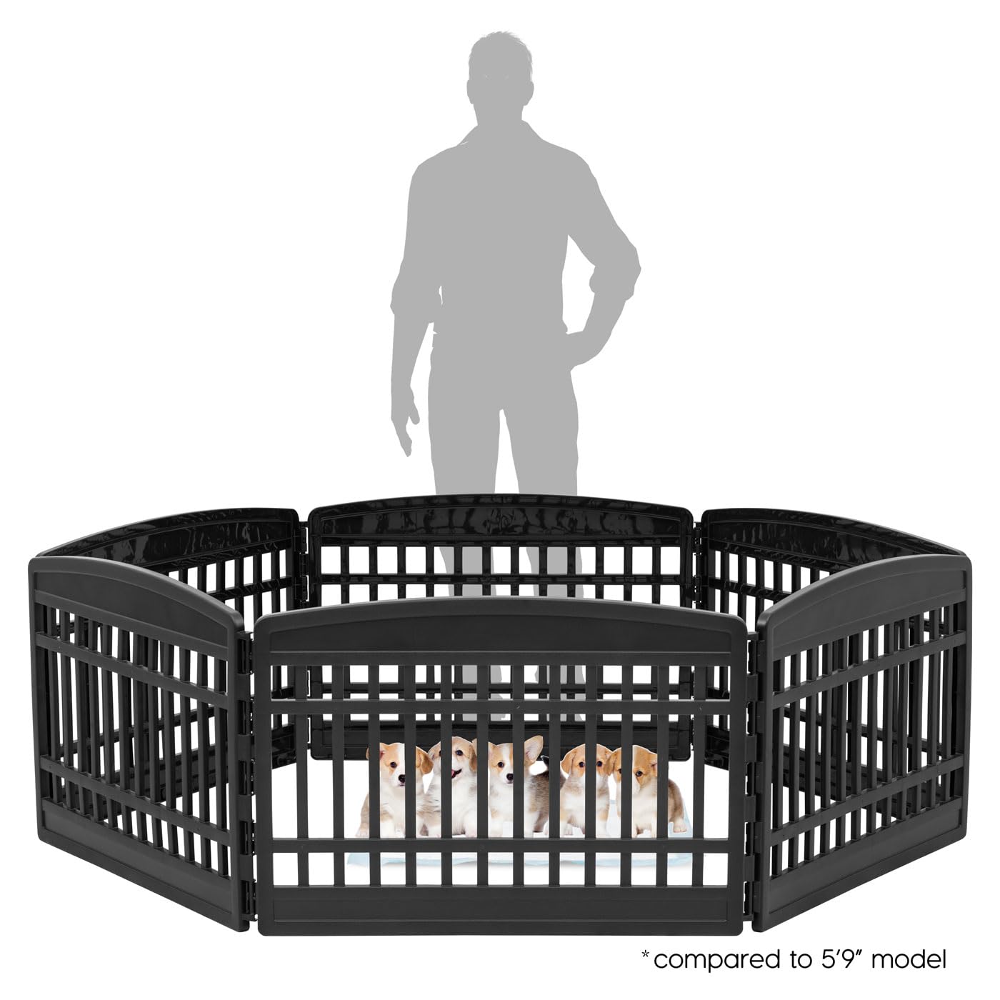 IRIS USA Dog Playpen 24" 4-Panel Puppy Playpen, 35 x 35 x 24, Dog Playpen, Dog Play Pen Indoors, Pet Fence, Puppies/Small Dogs, Black