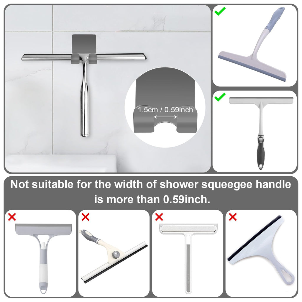 CGBE Shower Holders for Razors, 2 Pack Squeegee Holder and 2 Pack Razor Holder, Razors Holder for Shower Heavy Duty Waterproof Hook for Squeegee Loofah - Black