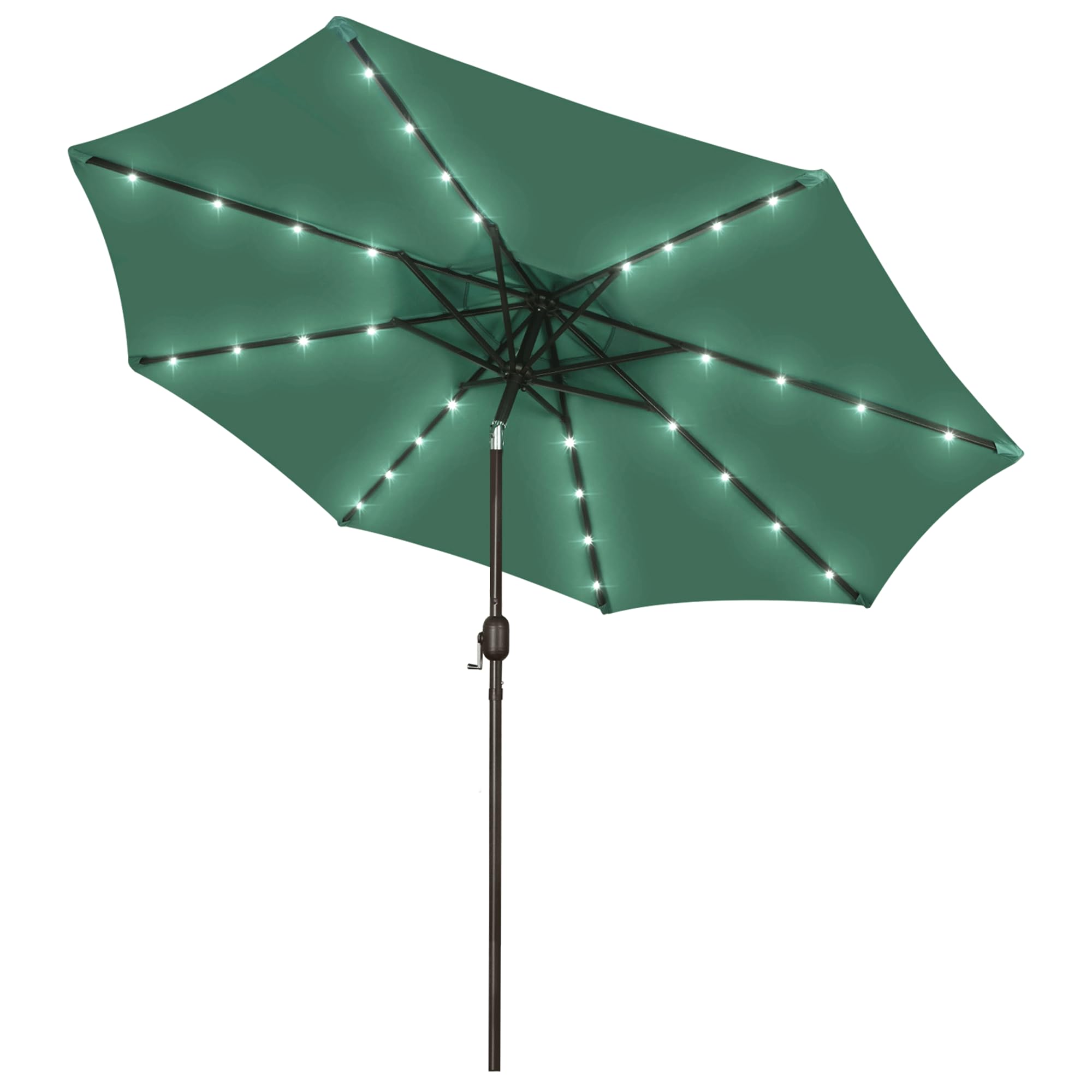 Blissun 9 ft Solar Umbrella, 32 LED Lighted Patio Umbrella, Table Market Umbrella, Outdoor Umbrella for Garden, Deck, Backyard, Pool and Beach (Light Blue)