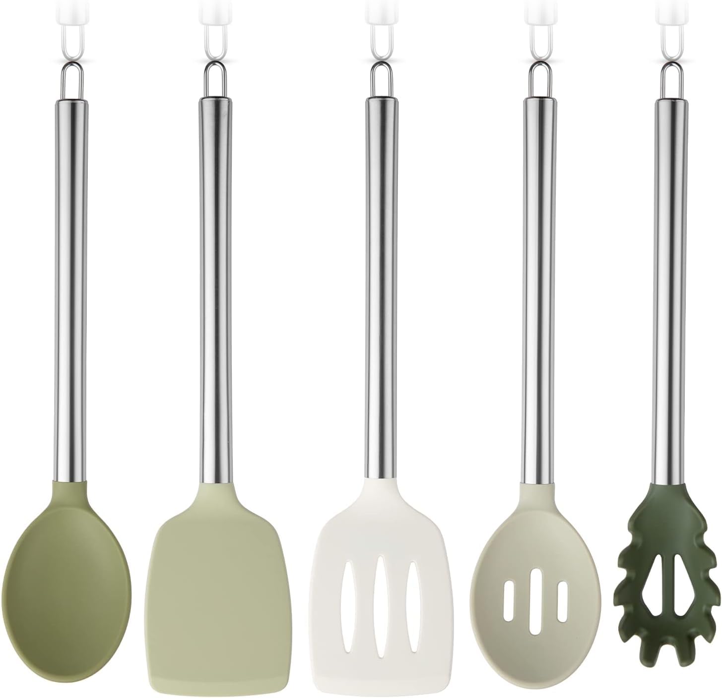 COOK WITH COLOR Silicone Cooking Utensils, Kitchen Utensil Set, Easy to Clean Silicone Kitchen Utensils, Cooking Utensils for Nonstick Cookware, Kitchen Gadgets Set with Holder, 10 Pieces