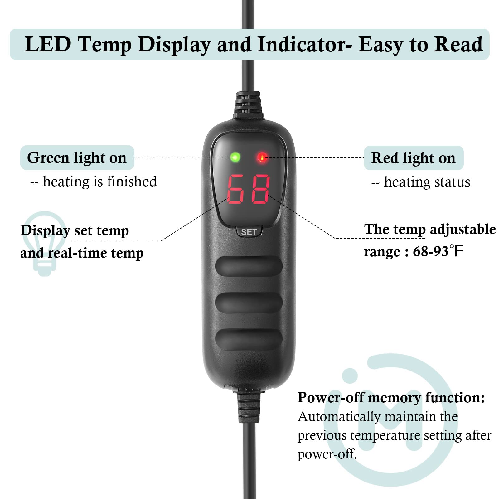 HITOP Compact Submersible Aquarium Heater -25W Digital Heater for Fish Tank Turtle Tank, for Saltwater and Fresh Water with Temperature Controller