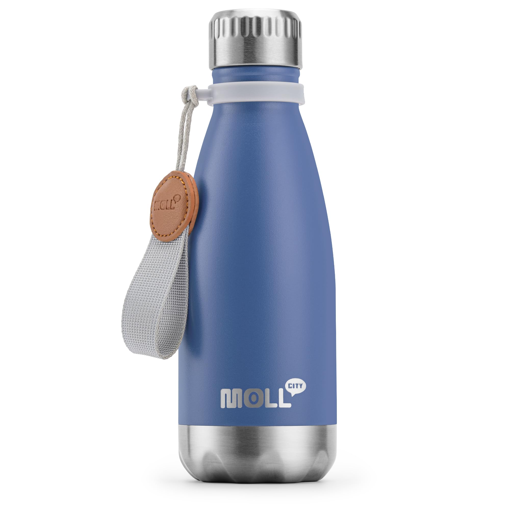 9 oz Water Bottle for Kids-Small Stainless Steel Water Bottle for School Vacuum Insulated Metal Leak Proof Cola Shape Water Flask for Boys Girls(Baby Blue)