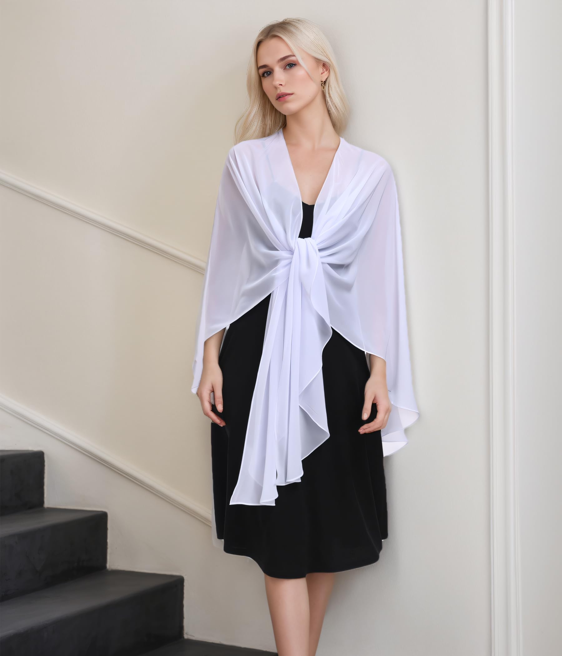 TONGFANTFL Shawls Wraps for Evening Wedding Party Chiffon Scarf Soft Bridal Wraps Wedding Guest Shawl Coverage