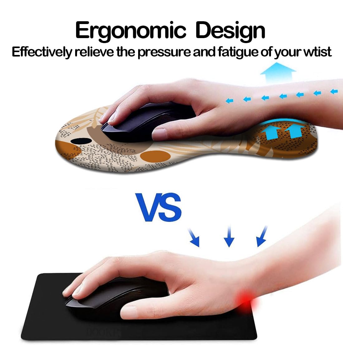 DOOKE Ergonomic Mouse Pad with Wrist Support and Coaster,Mouse Pads with Non-Slip PU Base for Home Office Working Studying Easy Typing & Pain Relief Aesthetic Art