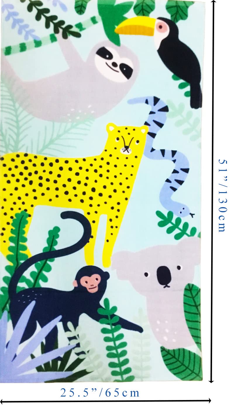 Kids Beach Towel Velour Terry Blanket Throw 100% Cotton Super Soft Absorbent 25.5X51 inches for Bath Swimming Sports Camping Holiday Picnic, Bus Coconut Parasol Lounge Audio Player.