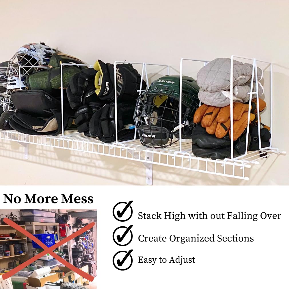 Evelots Wire Shelf Dividers - Extra Closet Organization and Storage for Home or Office -4 Pack- New Removable Hooks - Tall Shelf Separators - Easy to Clip -No Tool- Sturdy Coated Steel - 12 Inch Tall