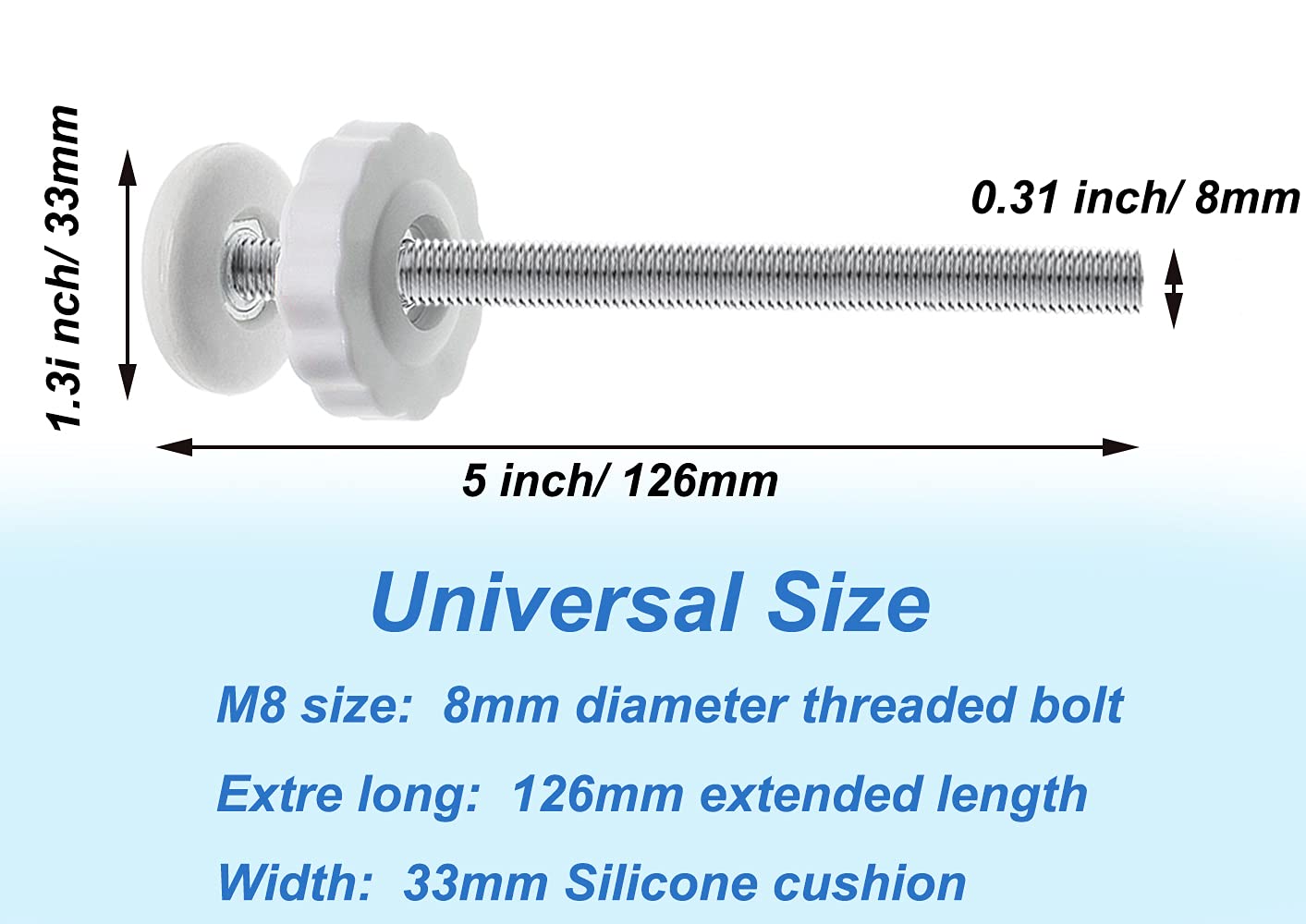 4Pcs Universal Baby Gates Threaded Spindle Rod, M8 (8mm) Replacement Bolt Part for Pet Pressure Mounted Safety Gates, Extra Long Baby Tension Gate Extender (Black)