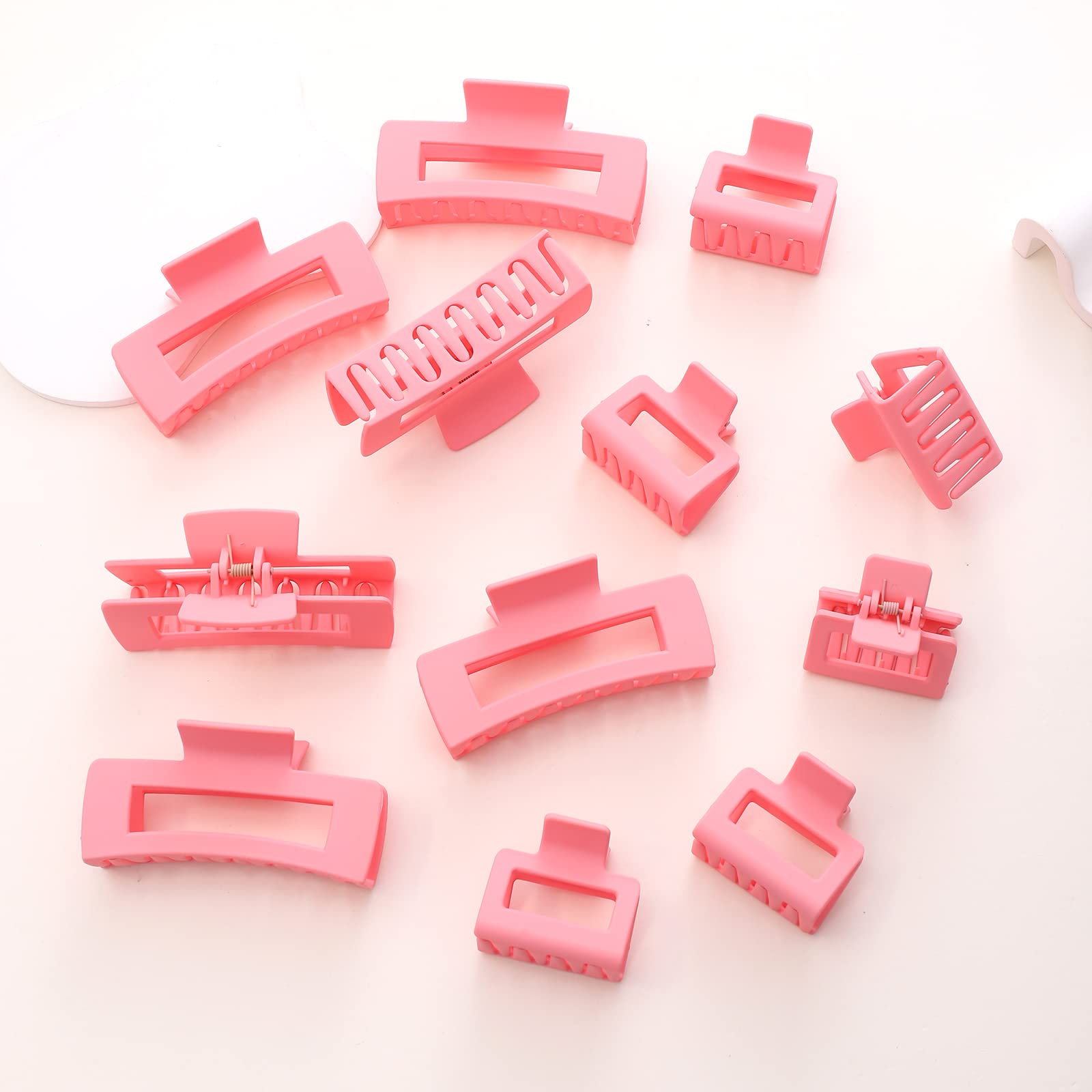 12 Pack Black Square Claw Clips, Big and Small Neutral Rectangle Hair Claw, Non-slip Matte Large Hair Clips for Women,Strong Hold jaw clip for Thick Thin Hair