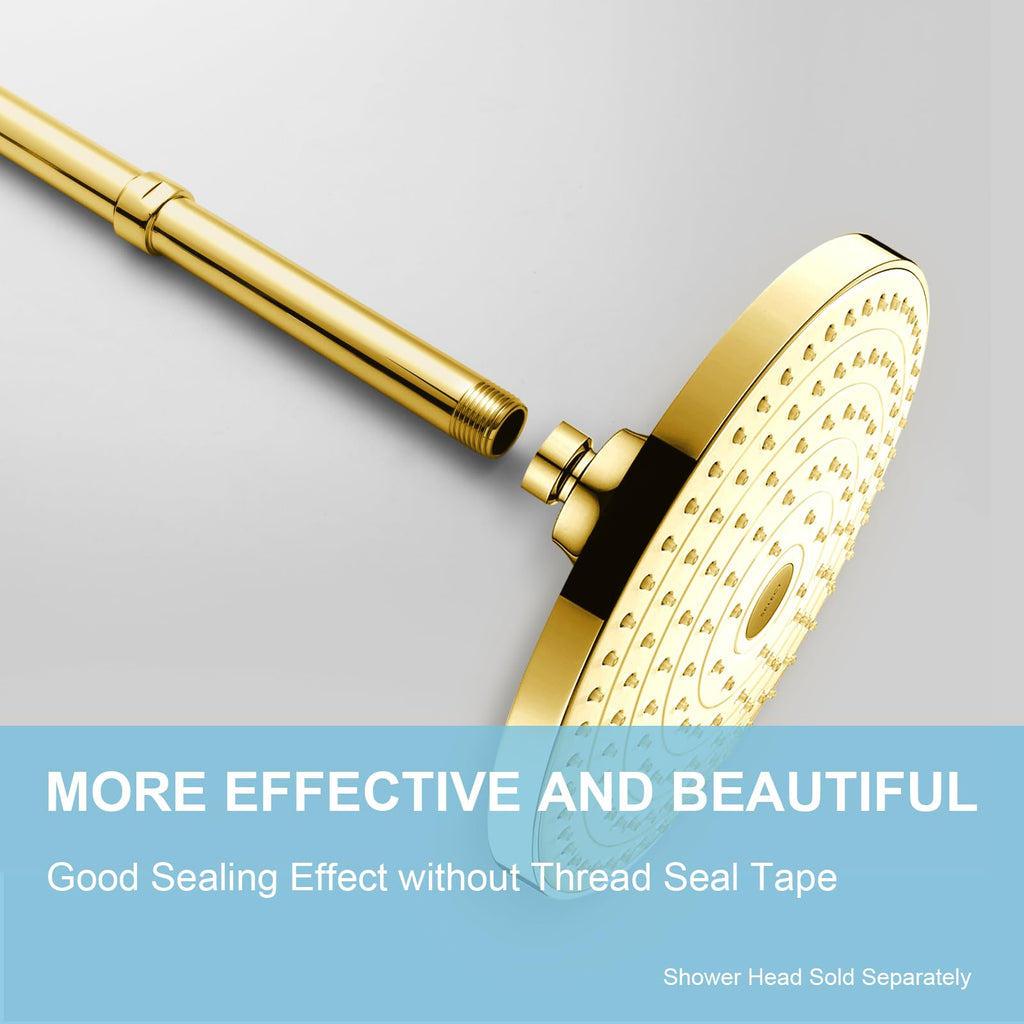 OFFO Shower Head Extension Arm, Shower Arm Extension Shower Head Extender Made of 304 Stainless Steel Shower Pipe Extension, Bright Gold 3 in