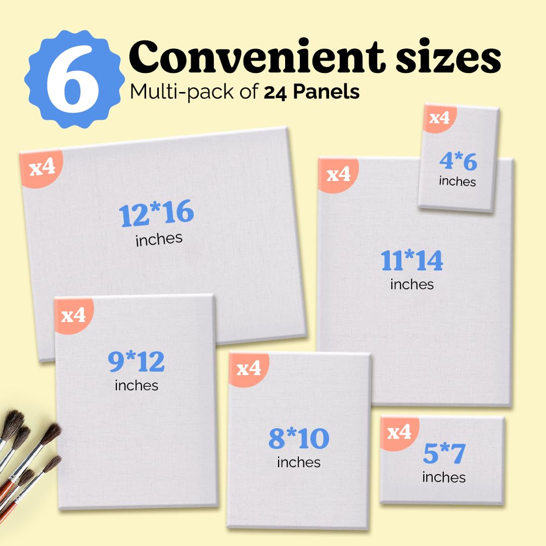 Chalkola Paint Canvas Panels 5x7 inch (15 Pack) for Acrylic Painting & Oil Art, Primed 100% Cotton Boards, Acid-Free for Professional Artists, Hobby Painters, Kids & Beginners