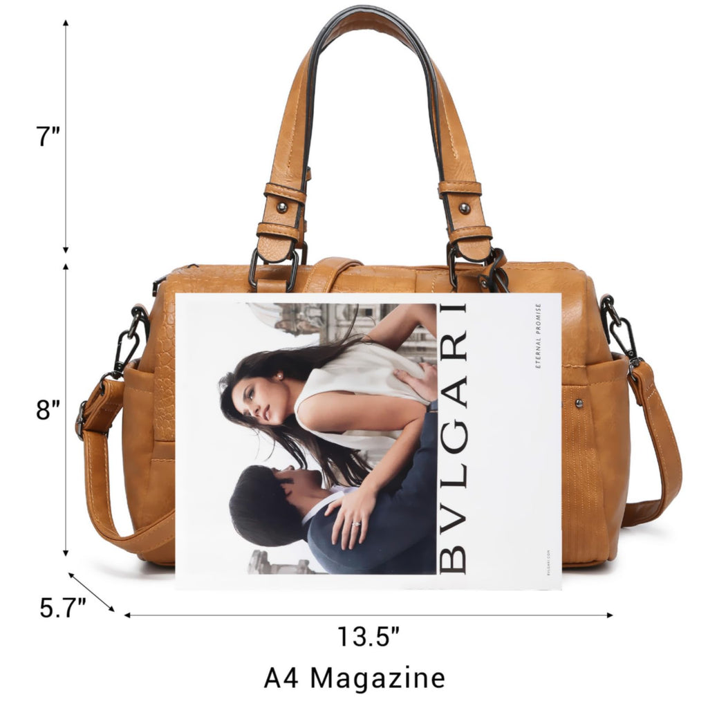 Dasein Women Soft Vegan Leather Barrel Bags Large Hobo Top Handle Work Totes Satchel Handbags Shoulder Purse