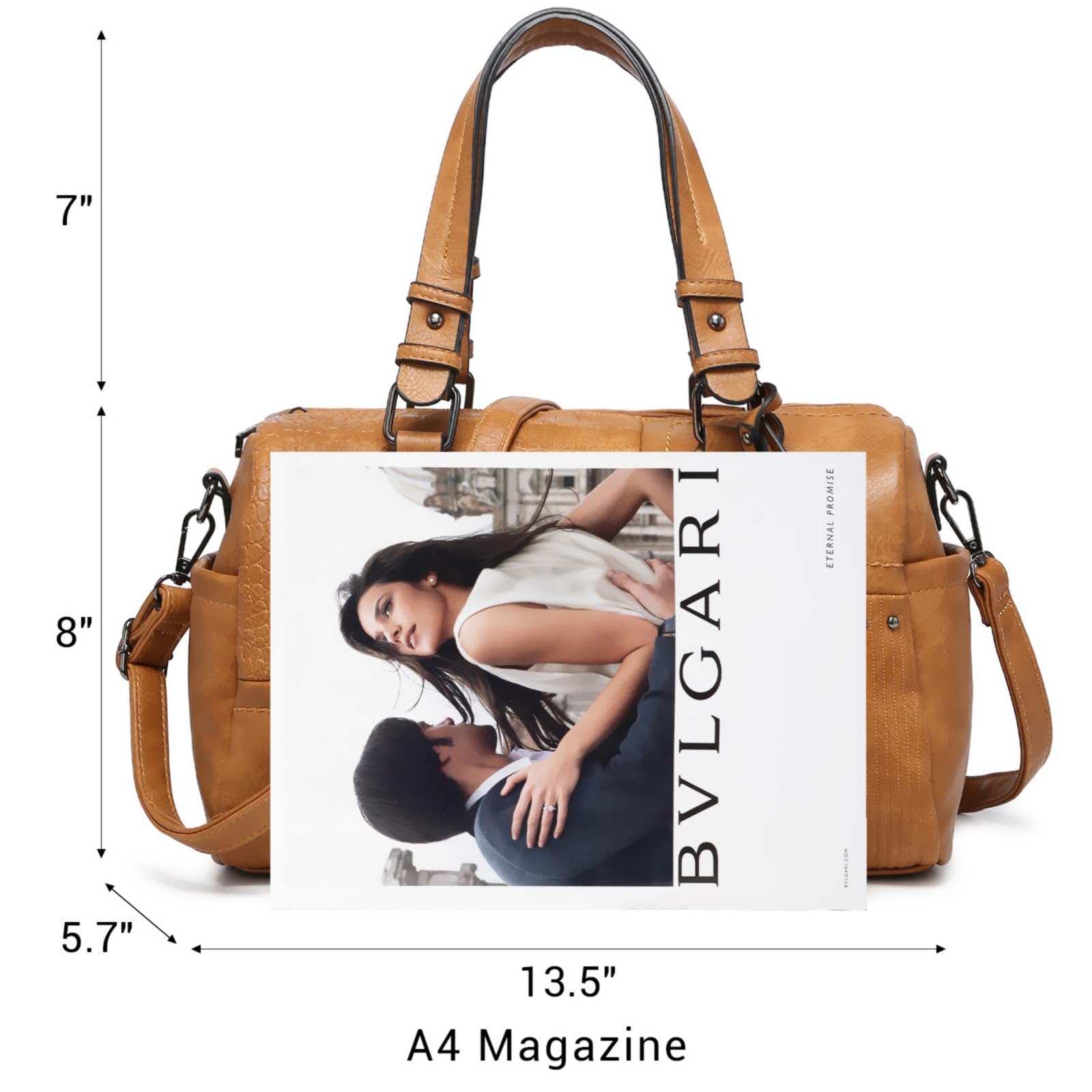 Dasein Women Soft Vegan Leather Barrel Bags Large Hobo Top Handle Work Totes Satchel Handbags Shoulder Purse
