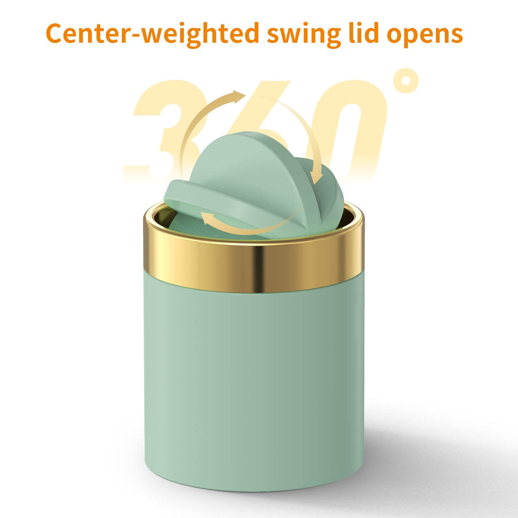 Mini Trash Can with Lid, Desktop Small Trash Can Recycling Bin Cute Metal Garbage Can for Tabletop Countertop Use,Stainless Steel 0.4Gal/1.5L Waste Bin for Office Parlor Car Bedroom,Swing Lid Open