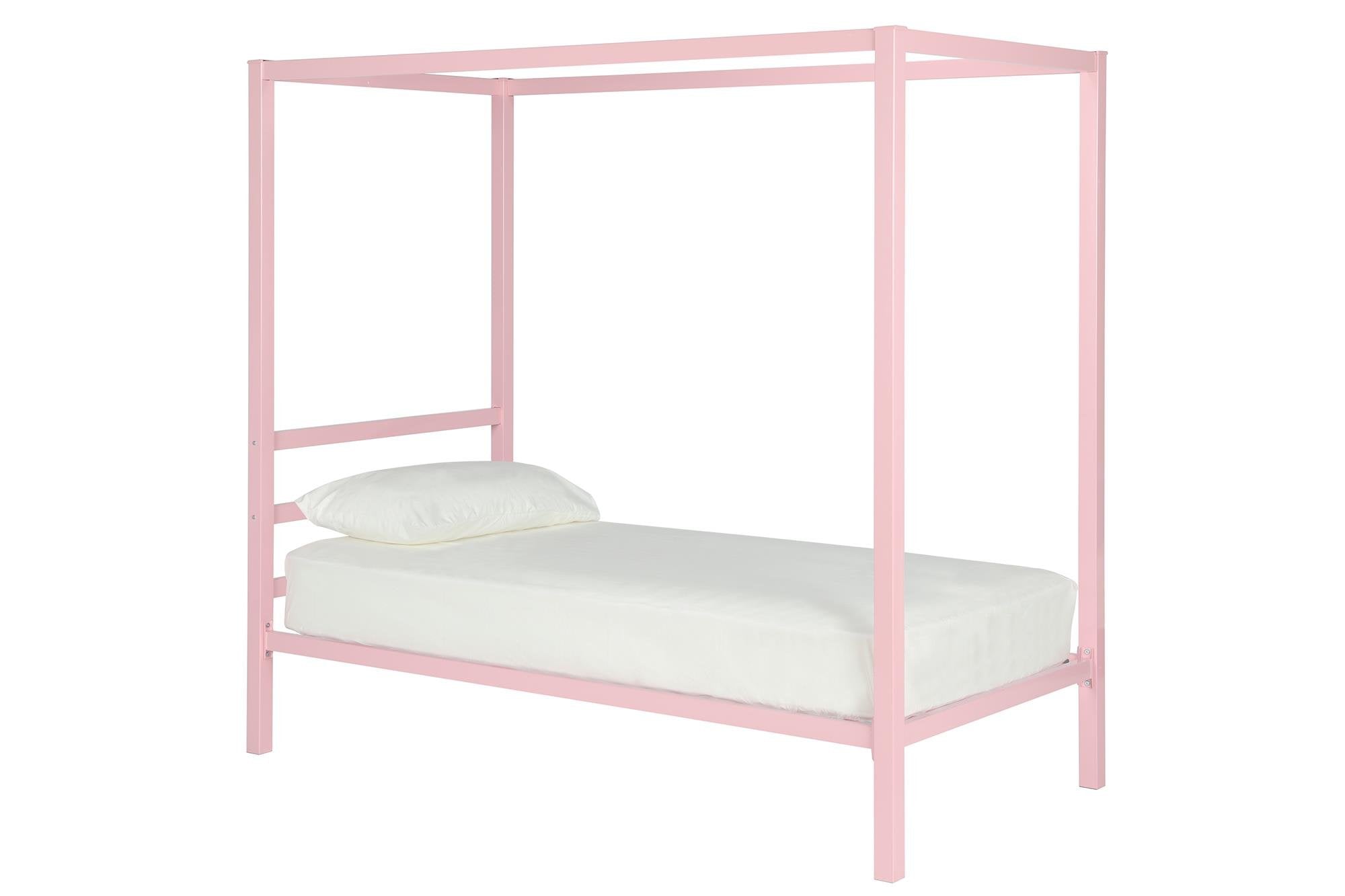 DHP King Metal Canopy Bed, Modern Design with Built-In Headboard, Sturdy Frame, No Box Spring Needed, Gunmetal Gray