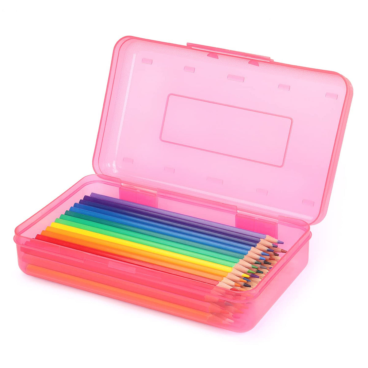Tamaki 1 Pack Plastic Pencil Box Large Capacity Pencil Boxes Clear Boxes with Snap-tight Lid Stackable Design and Stylish Office Supplies Storage Organizer Box, Black