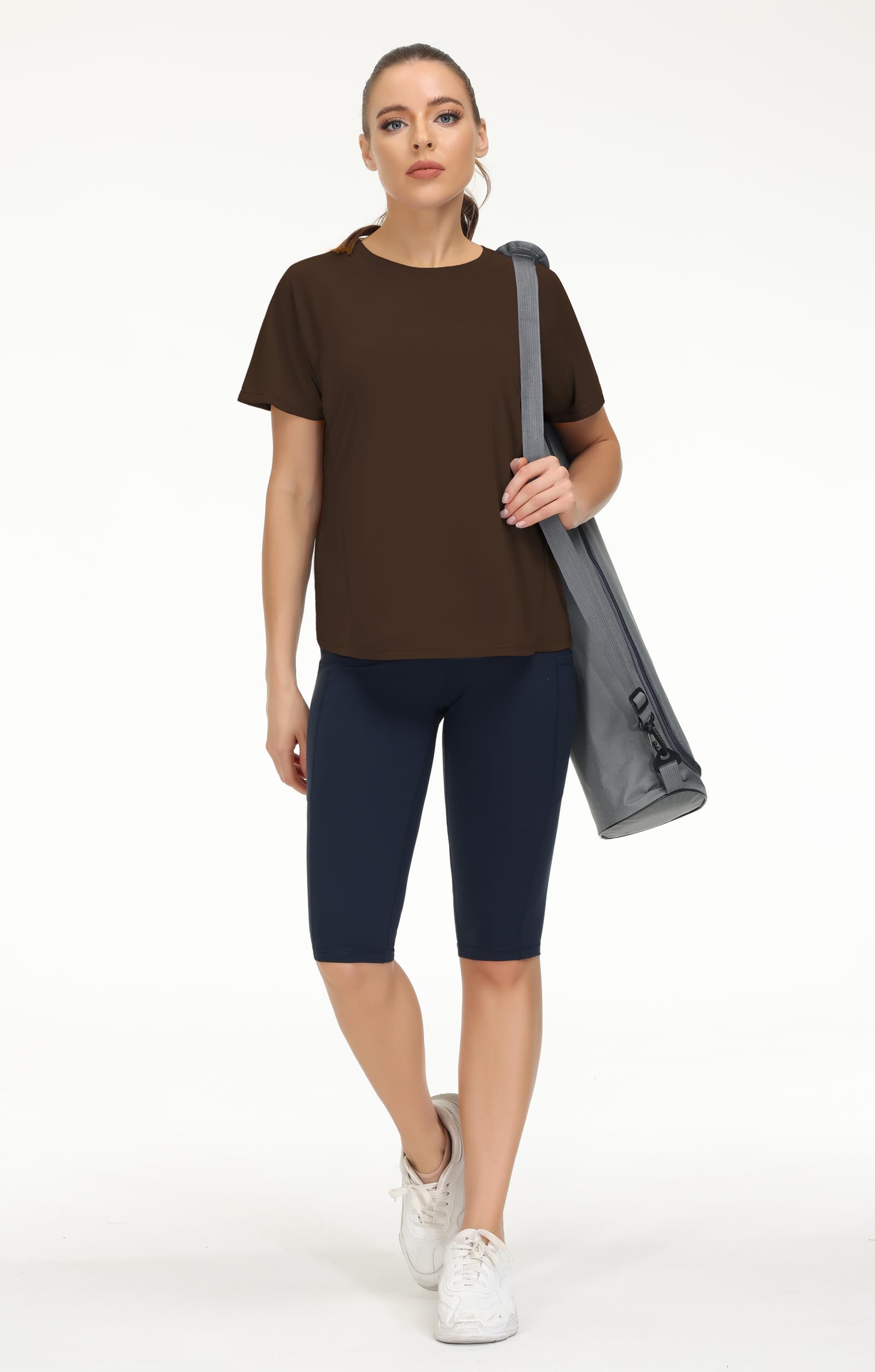 THE GYM PEOPLE Women's Short Sleeve Workout Shirts Breathable Yoga T-Shirts with Side Slits Athletic Tee Tops