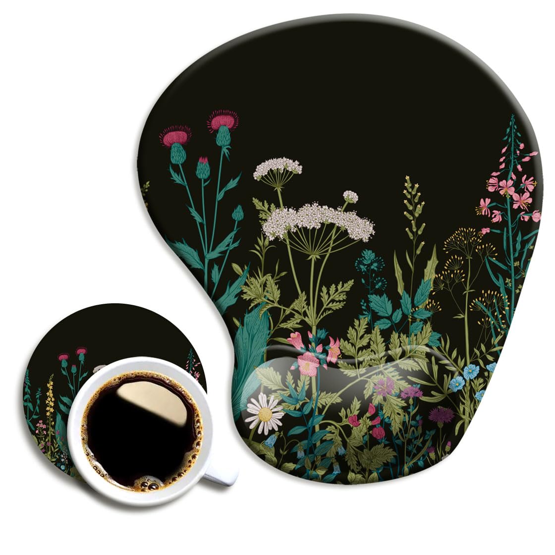 DOOKE Ergonomic Mouse Pad with Wrist Support and Coaster,Mouse Pads with Non-Slip PU Base for Home Office Working Studying Easy Typing & Pain Relief Aesthetic Art