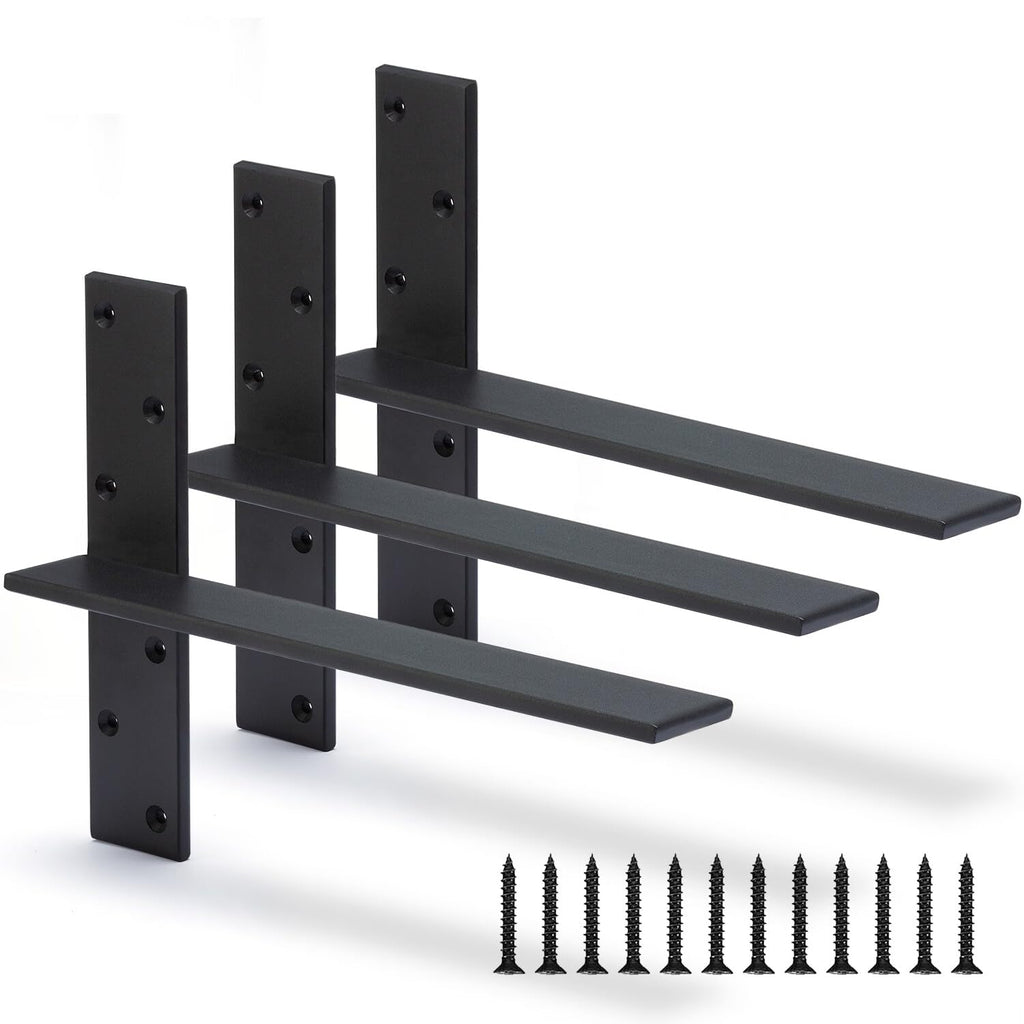 Floating Shelf Bracket 3/8" Thick Heavy Duty Shelf Brackets 2 Pack Free Hanging Countertop Support Bracket 8" Lx2.5 W Floating Wall Brackets for Cabinets, Granite, Dishwasher, Bench Seats Vanities