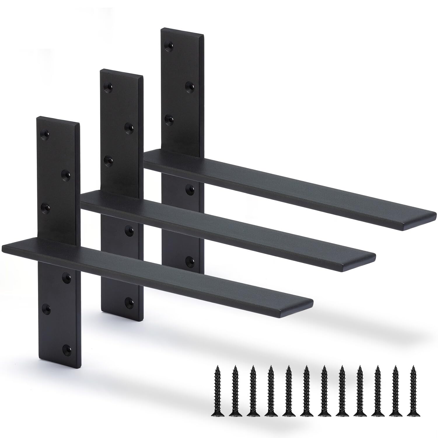 Floating Shelf Bracket 3/8" Thick Heavy Duty Shelf Brackets 2 Pack Free Hanging Countertop Support Bracket 8" Lx2.5 W Floating Wall Brackets for Cabinets, Granite, Dishwasher, Bench Seats Vanities