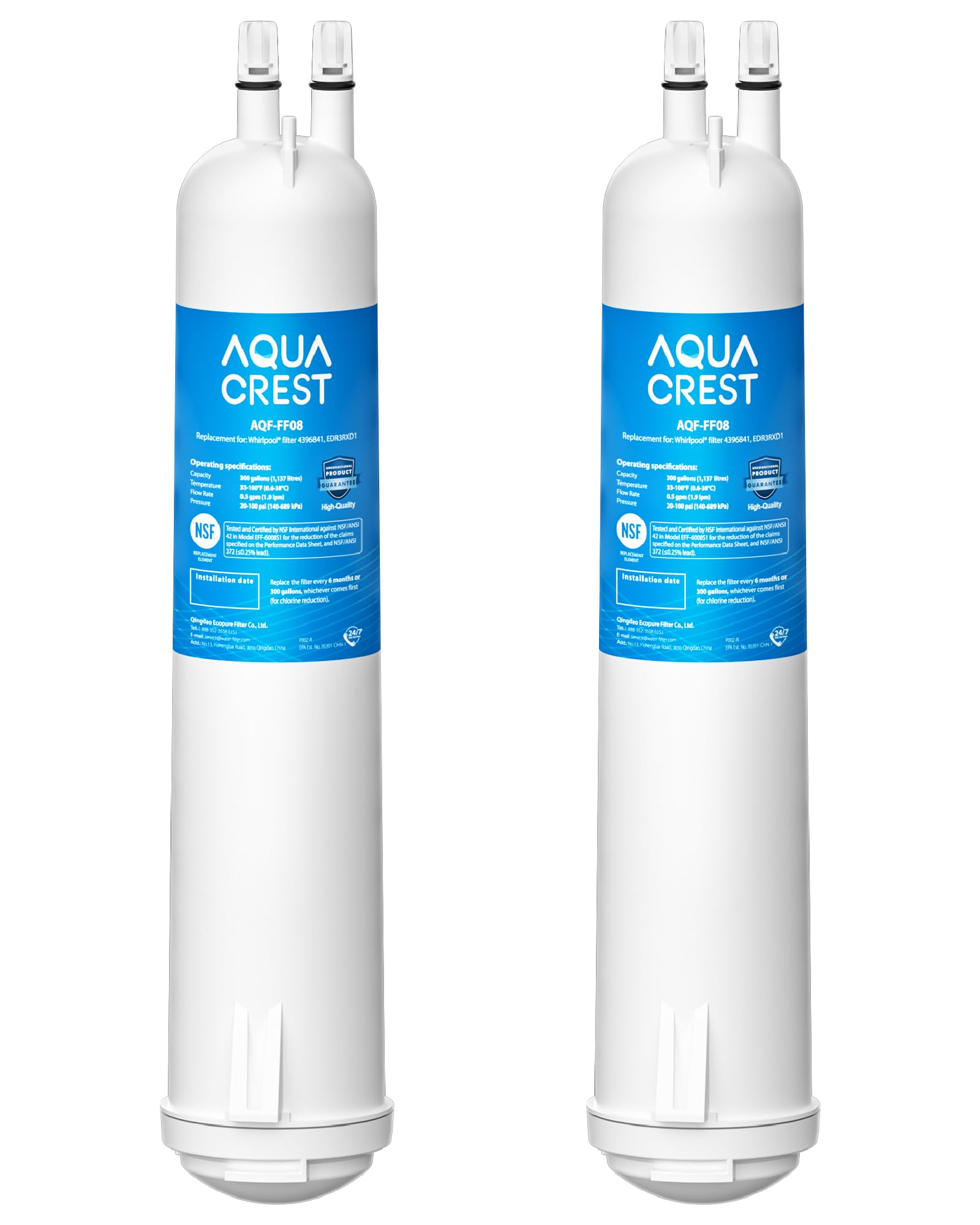 AQUA CREST EDR3RXD1 Replacement for 4396841, Everydrop® Filter 3, 4396710, Kenmore® 46-9083, 46-9030, Refrigerator Water Filter, 1 Filter