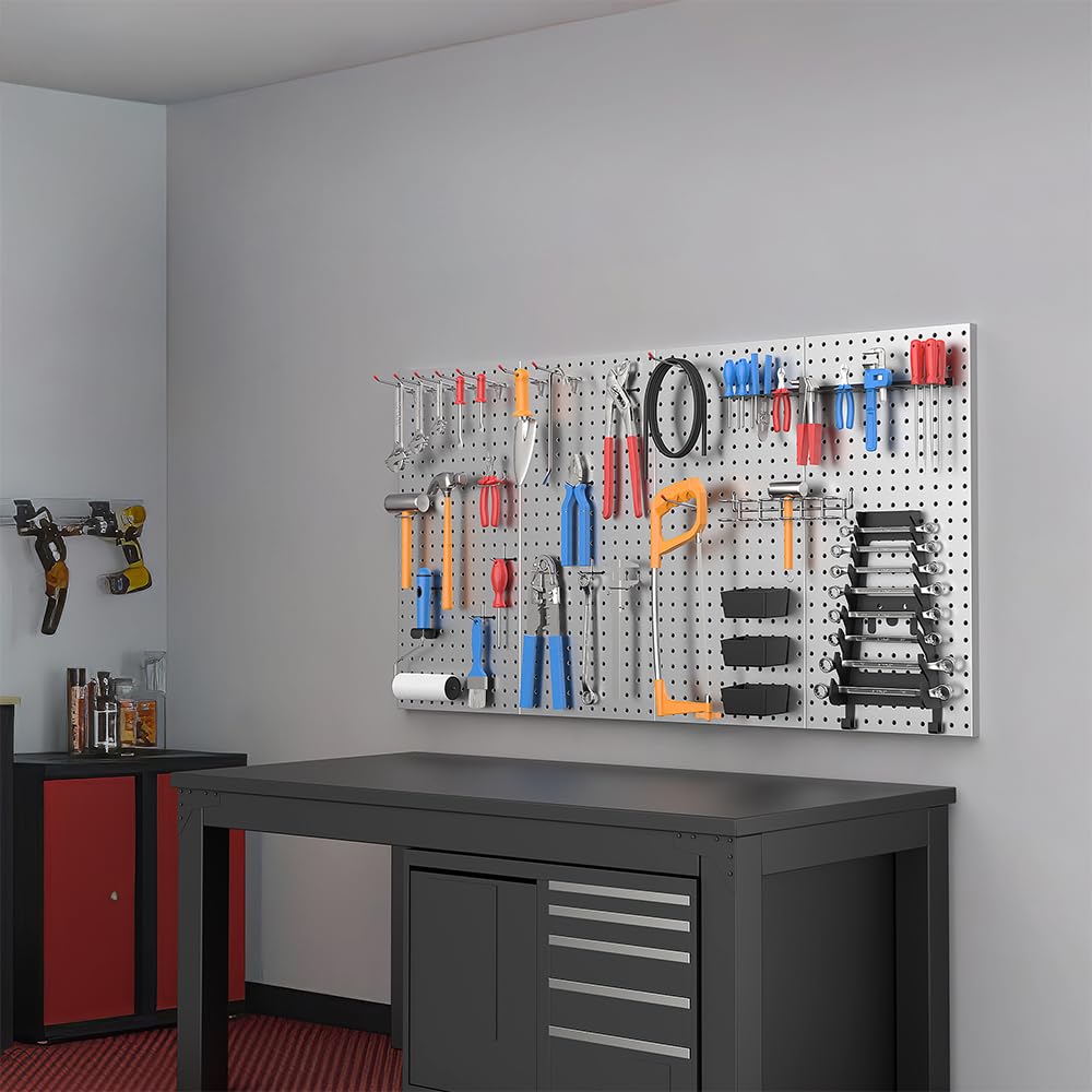 Ultrawall 2 Pcs Metal Pegboard Wall Panels, Peg Boards for Garage Tool Storage