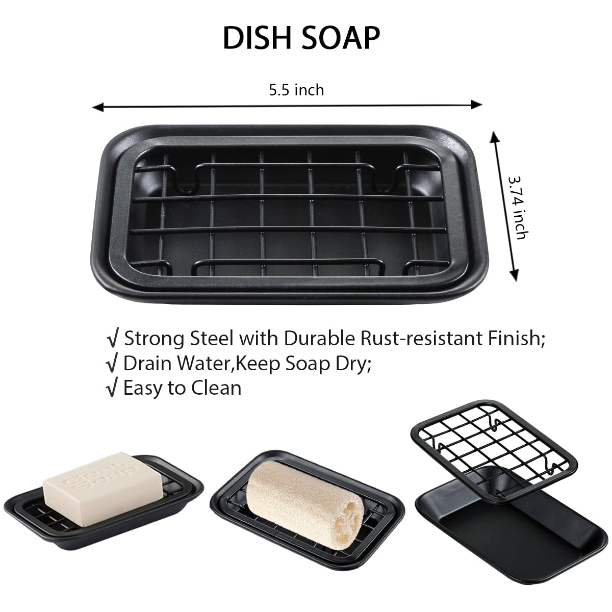 SheeChung 6Pcs Mason Jars Bathroom Accessories Set Complete - Toothbrush Holder, Lotion Soap Dispenser, 2 Mason Jars, Soap Dish, Toilet Paper Basket, Rustic Farmhouse Decor (Black, 6Pcs Bathroom Set)