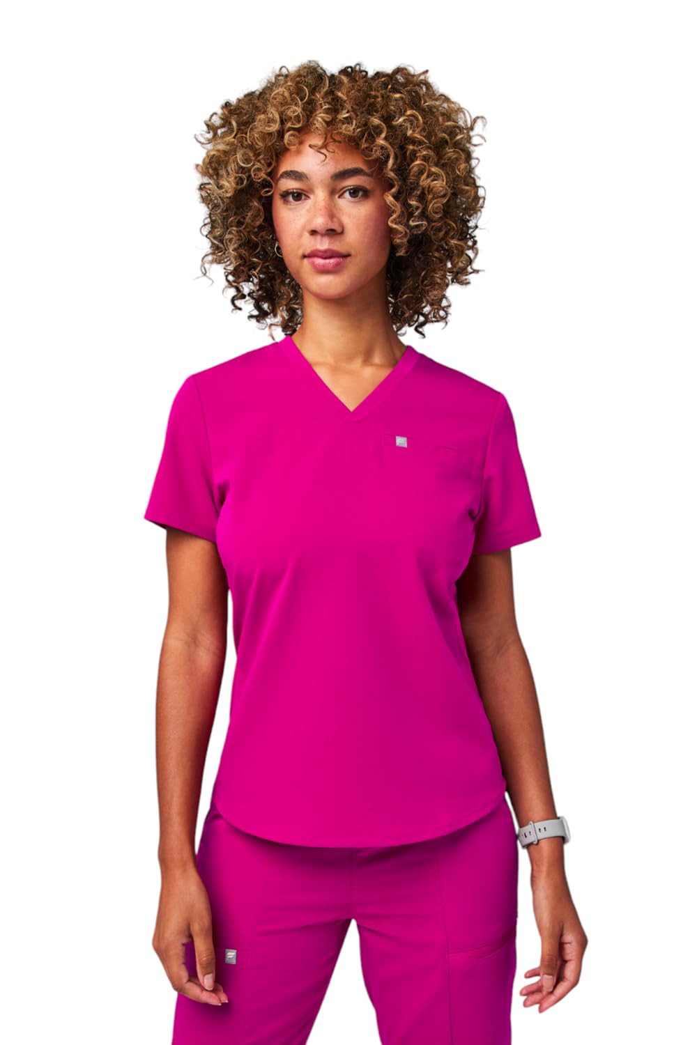 Fabletics Women's Vital 1-Pocket Scrub Top - MotionTech, Wrinkle-Resist, Chest Pocket, Anti-Shrink, Semi-Slim Fit