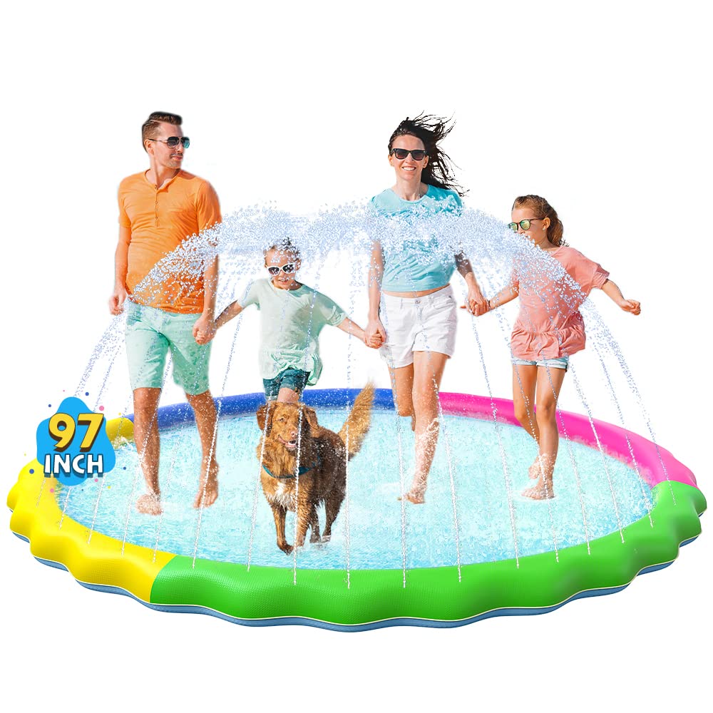 VISTOP 67" Non-Slip Splash Pad for Kids and Dogs, Thickened Sprinkler Pool for Toddlers, Outdoor Backyard Water Toys, Fun Fountain Play Mat for Babies, Children & Pets Blue