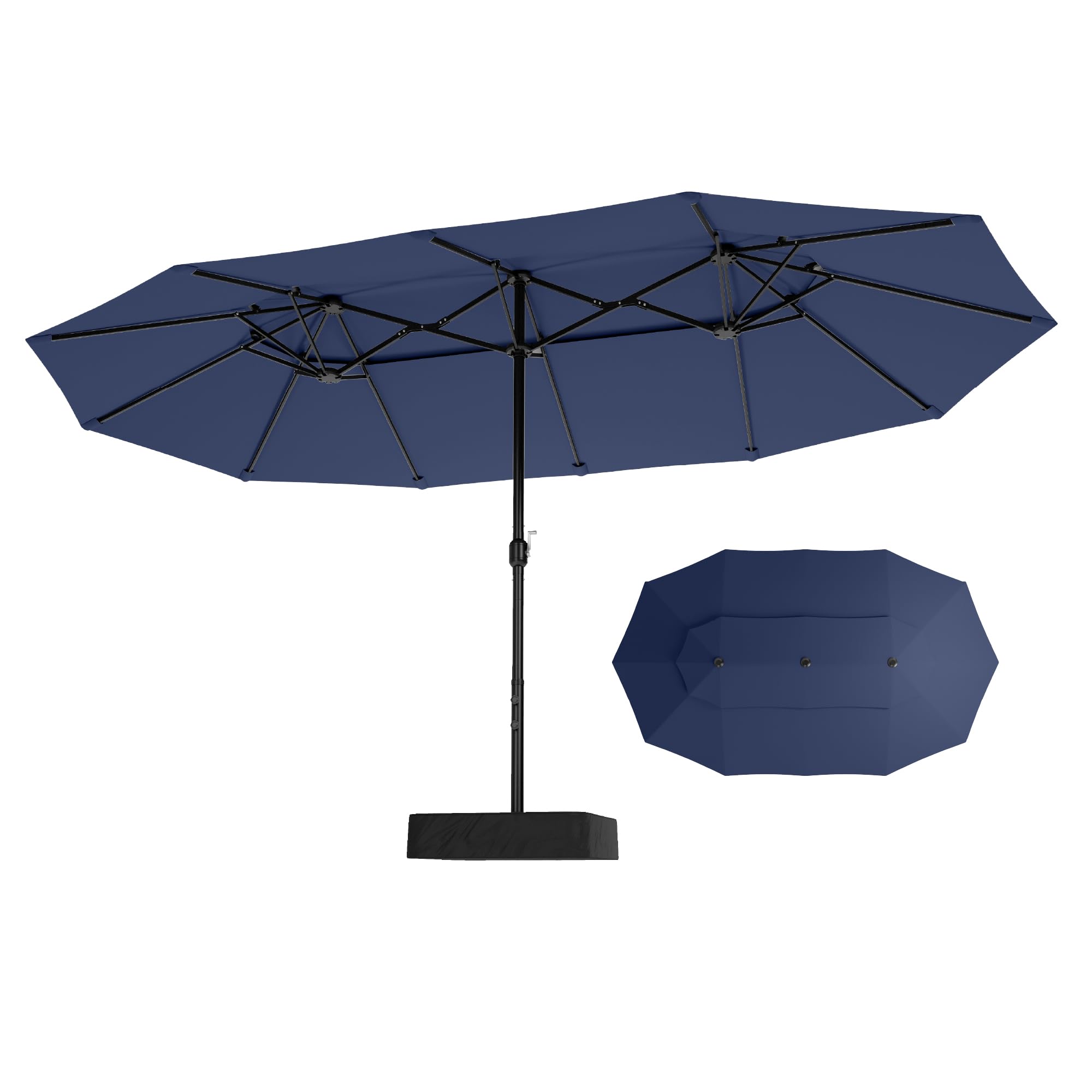 Sophia & William 15 ft Extra Large Patio Umbrella with Base Included, Rectangular Outdoor Umbrella Heavy Duty, Market Umbrella Double-sided Fade Resistant for Pool Garden Backyard, Beige