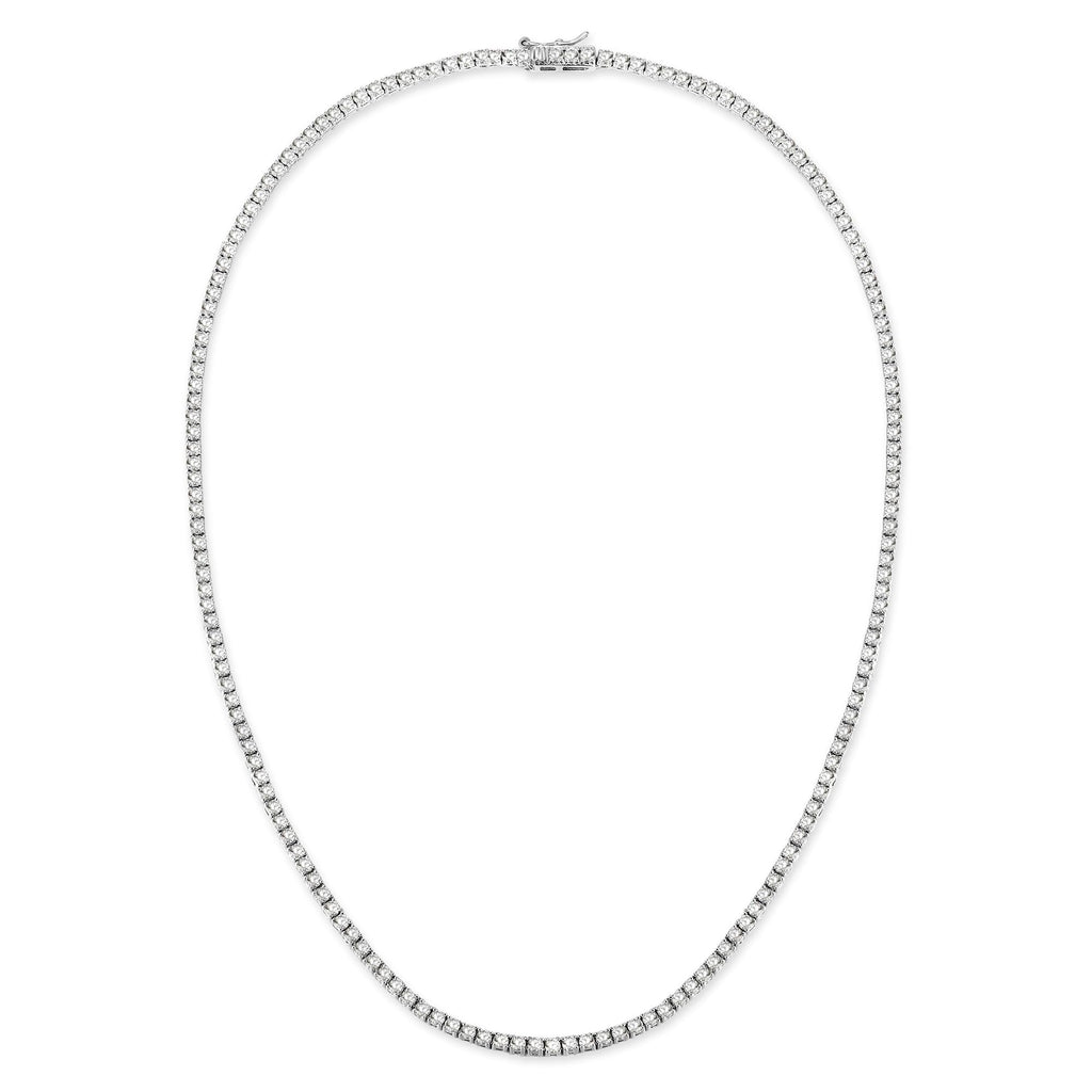 Gemsme 18K White/Yellow Gold Plated 3.0mm Round Cubic Zirconia Classic Tennis Necklace For Women 16-24 Inches