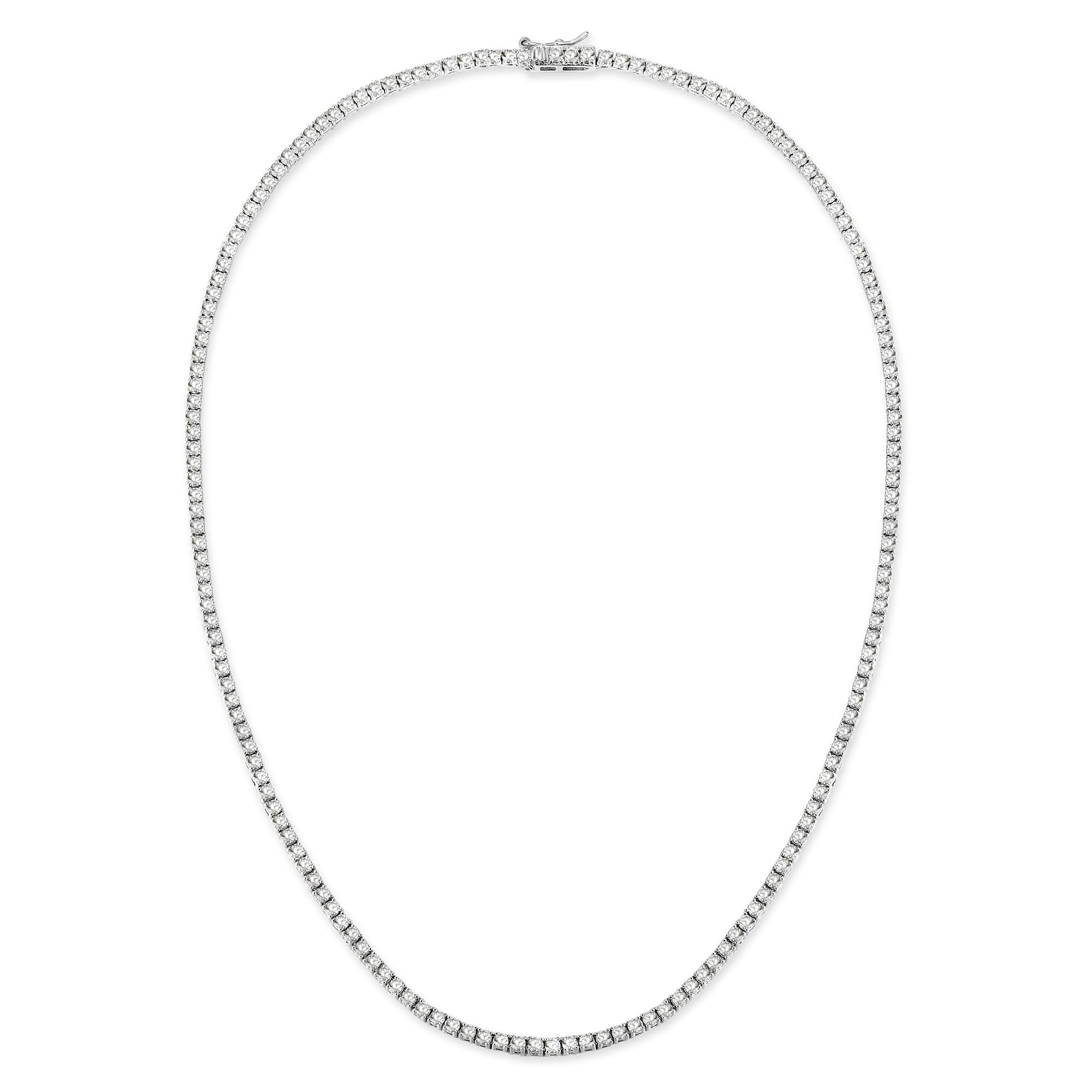 Gemsme 18K White/Yellow Gold Plated 3.0mm Round Cubic Zirconia Classic Tennis Necklace For Women 16-24 Inches